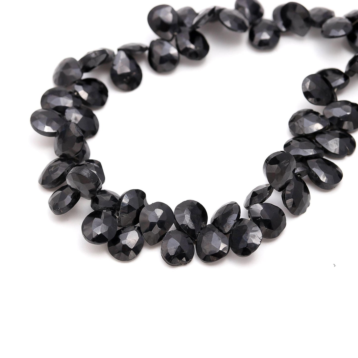 Black Spinal Faceted Pear Shape Beads Natural Black Spinal 7x9 - 8x10 MM Briolettes Beads for Jewelry Necklace Pendant Bracelet Making Craft