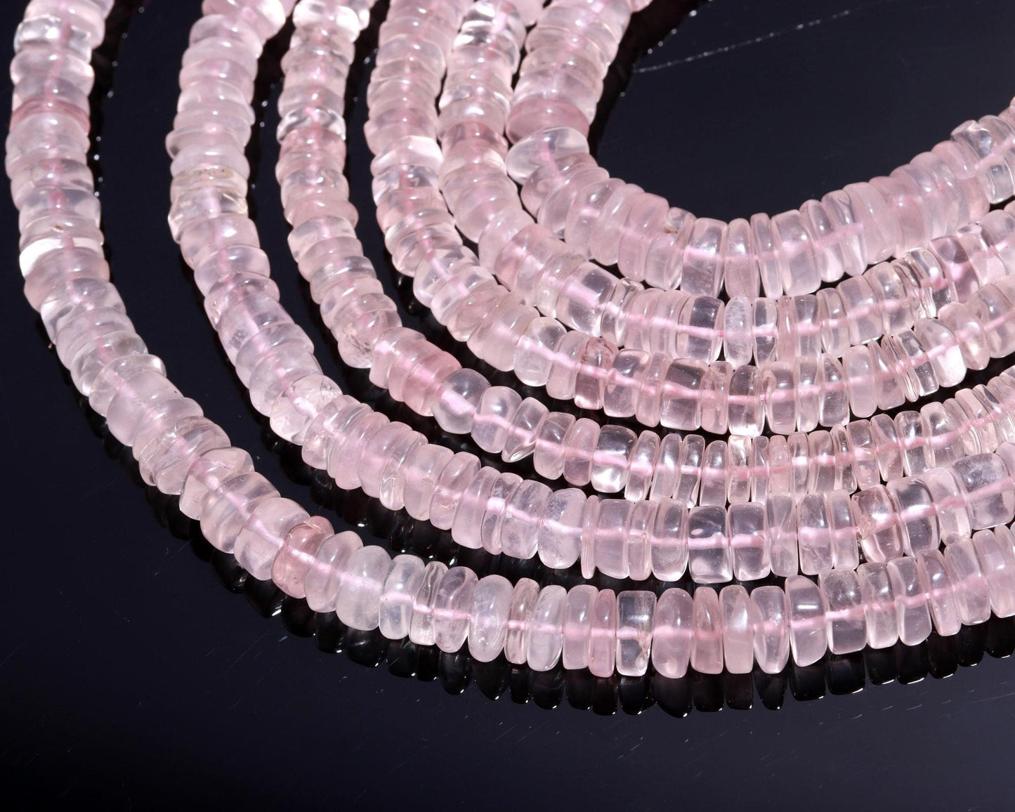 Rose Quartz Heishi Washer Beads Natural Rose Quartz Washer Beads AAA Quality 13 Inch Heishi Washer Rose Quartz Beads for Jewelry Making