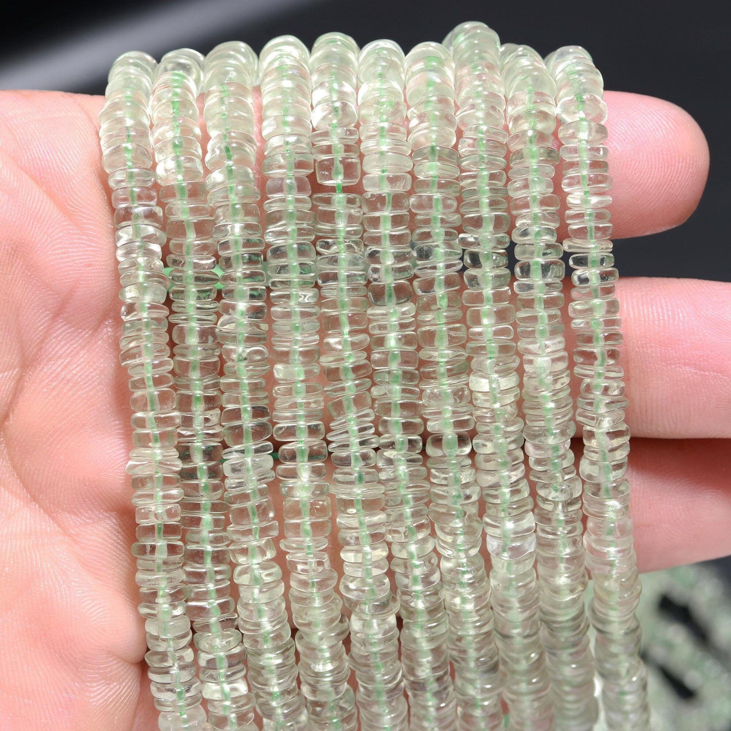 AAA Natural Green Amethyst Heishi Washer Beads Natural Green Amethyst Heishi Washer Beads16 Inch Heishi Washer Green Amethyst for Jewelry