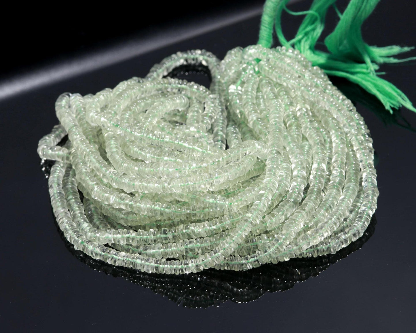 AAA Natural Green Amethyst Heishi Washer Beads Natural Green Amethyst Heishi Washer Beads16 Inch Heishi Washer Green Amethyst for Jewelry