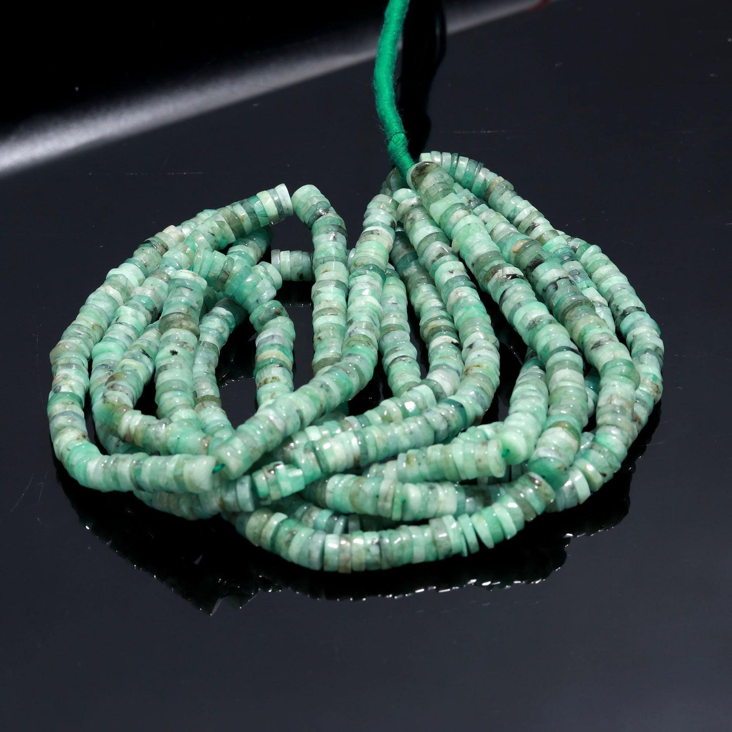 Emerald Heishi Washer Beads Natural Emerald Heishi Washer Beads AAA Quality 16 Inch Heishi Washer Emerald Beads for Jewelry Making Craft