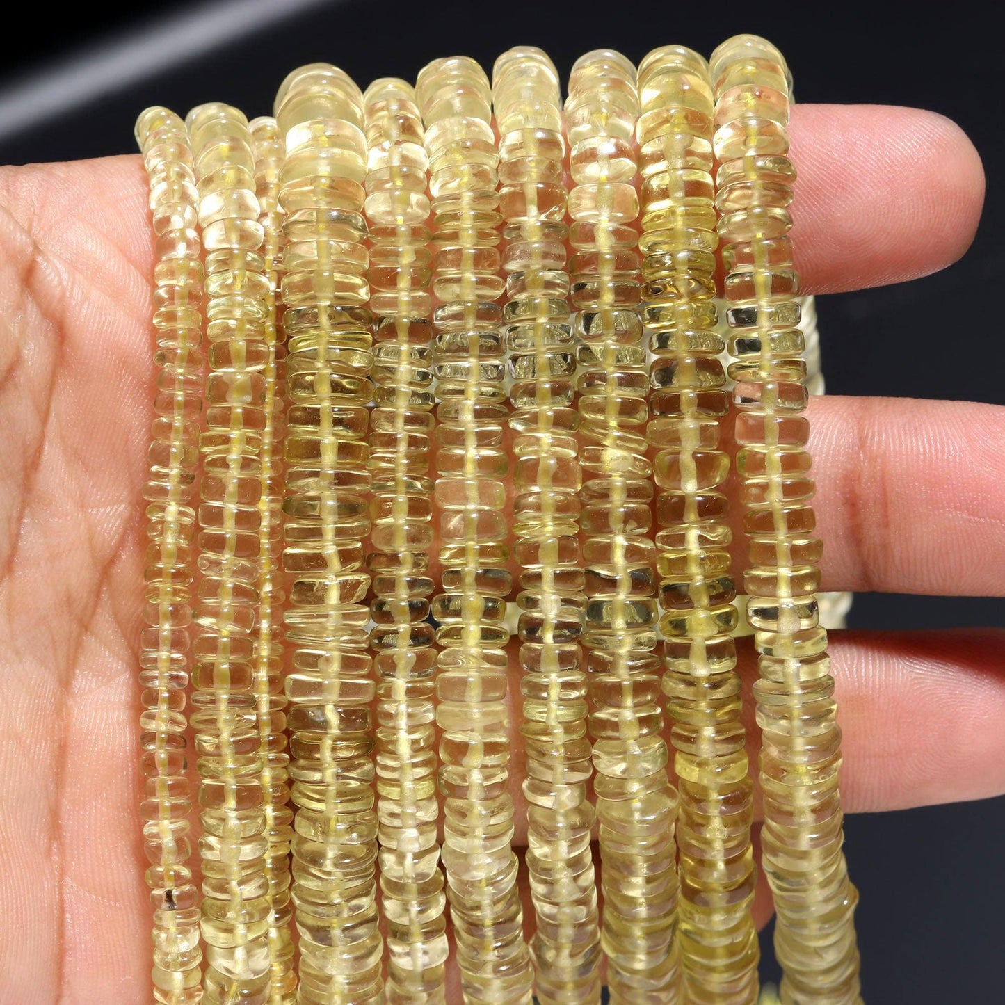 Lemon Quartz Heishi Washer Beads Natural Lemon Quartz Heishi Washer Beads AAA Quality 13 Inch Heishi Washer Lemon Quartz Beads for Jewelry