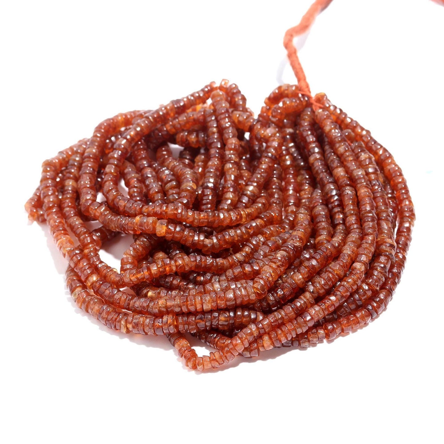 Hessonite Garnet Heishi Washer Beads Natural Hessonite Garnet Heishi Washer Beads AAA Quality 16 Inch Heishi Washer Garnet Beads for Jewelry