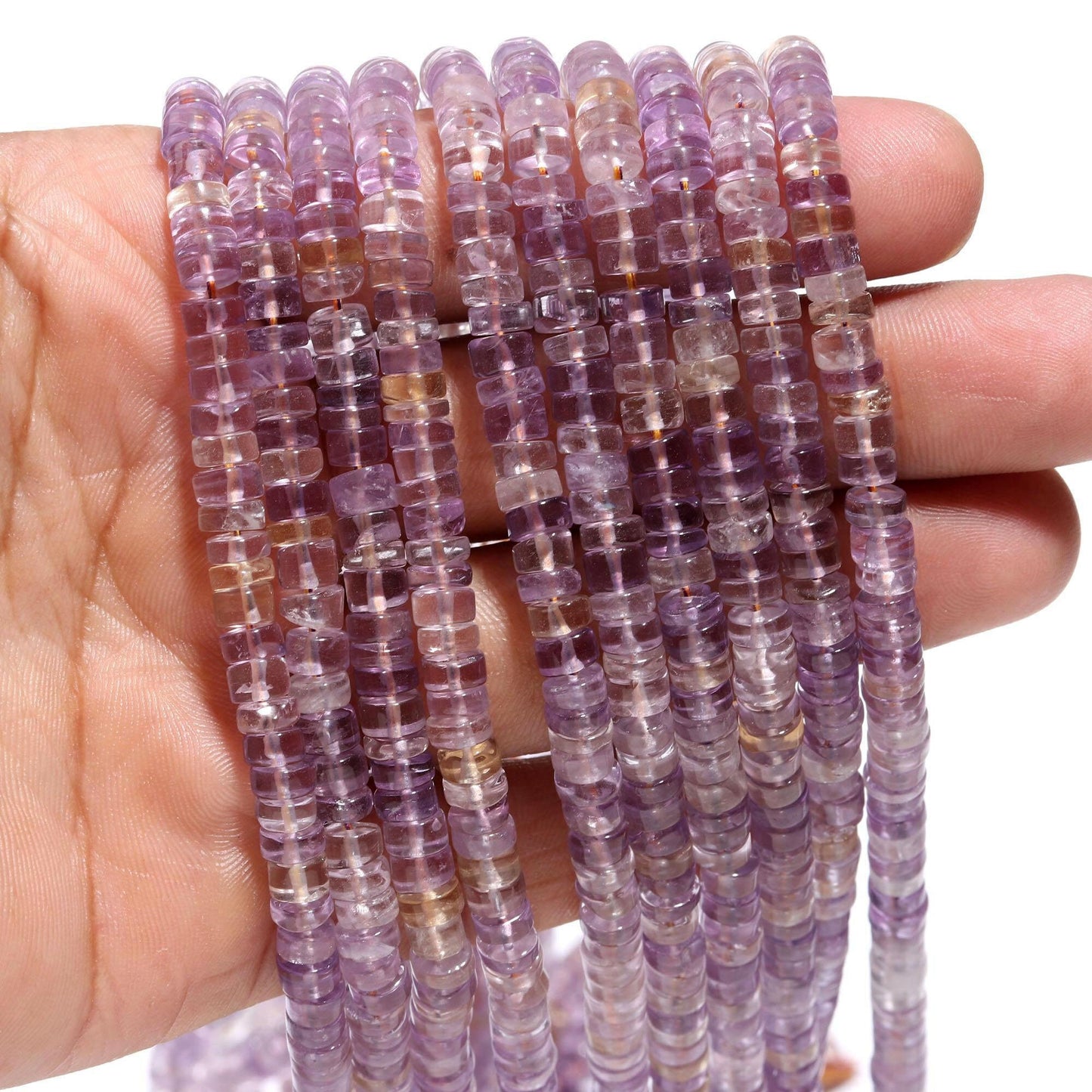 Ametrine Heishi Washer Beads Purple Gold Ametrine Beads Heishi Natural Ametrine 5-6 MM Heishi Washer Beads for Jewelry Necklace & Bracelet