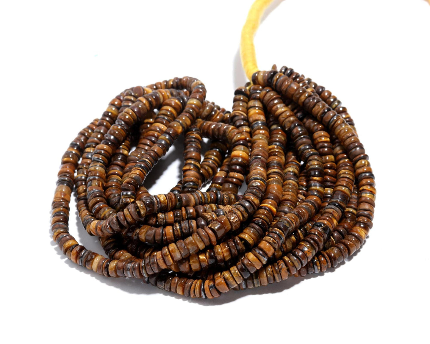 Tiger Eye Heishi Washer Beads Excellent Quality Natural Tiger Eye Washer Beads AAA Quality 16 Inch Heishi Washer Tiger Eye Beads Sale