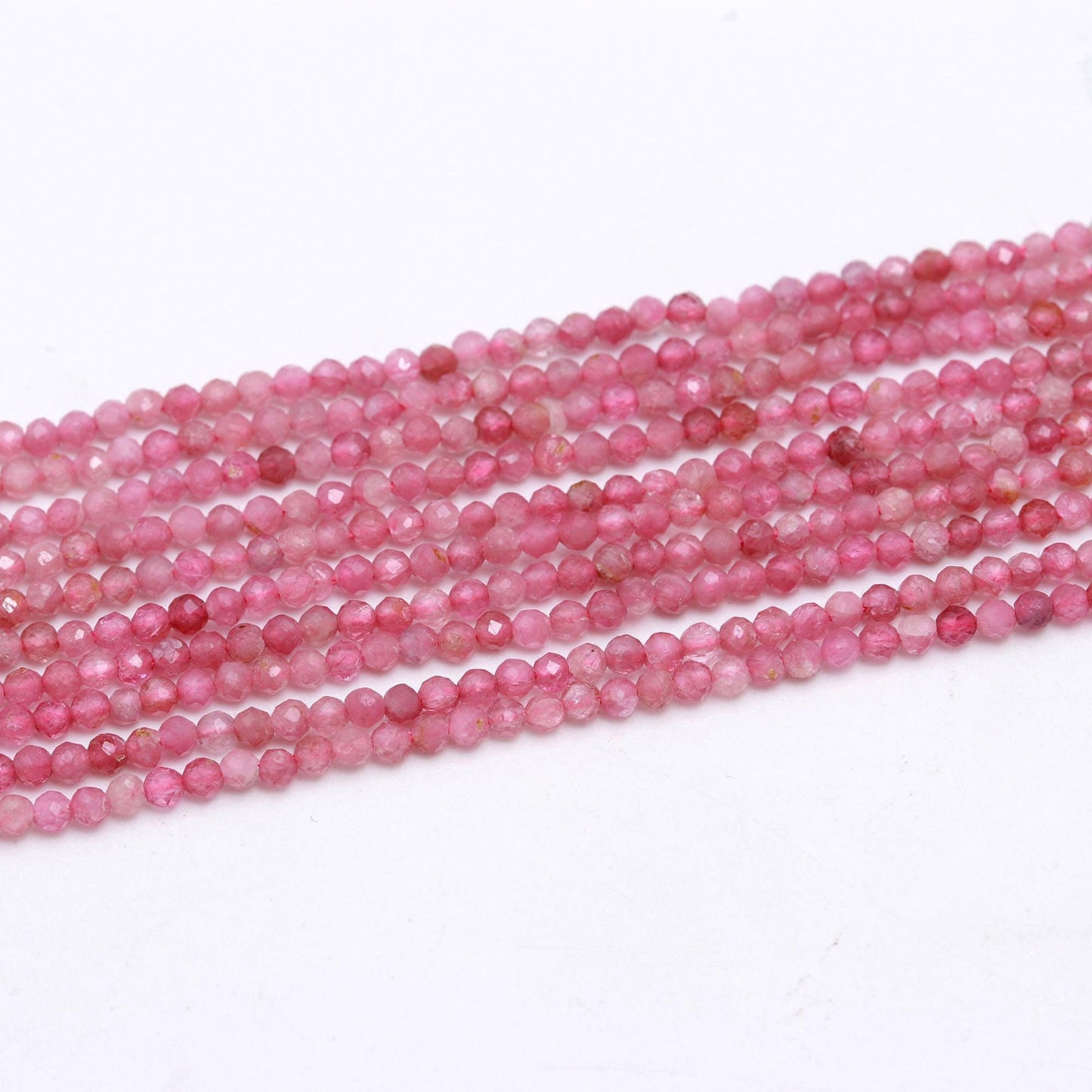 5 Strand Natural Pink Tourmaline Faceted Rondelle Beads, 2MM Pink Tourmaline Rondelle Beads, Tourmaline Gemstone Beads for Jewelry Making