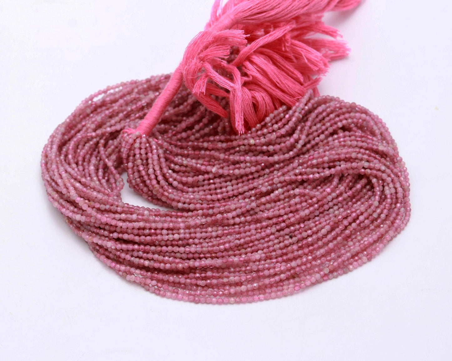 5 Strand Natural Pink Tourmaline Faceted Rondelle Beads, 2MM Pink Tourmaline Rondelle Beads, Tourmaline Gemstone Beads for Jewelry Making