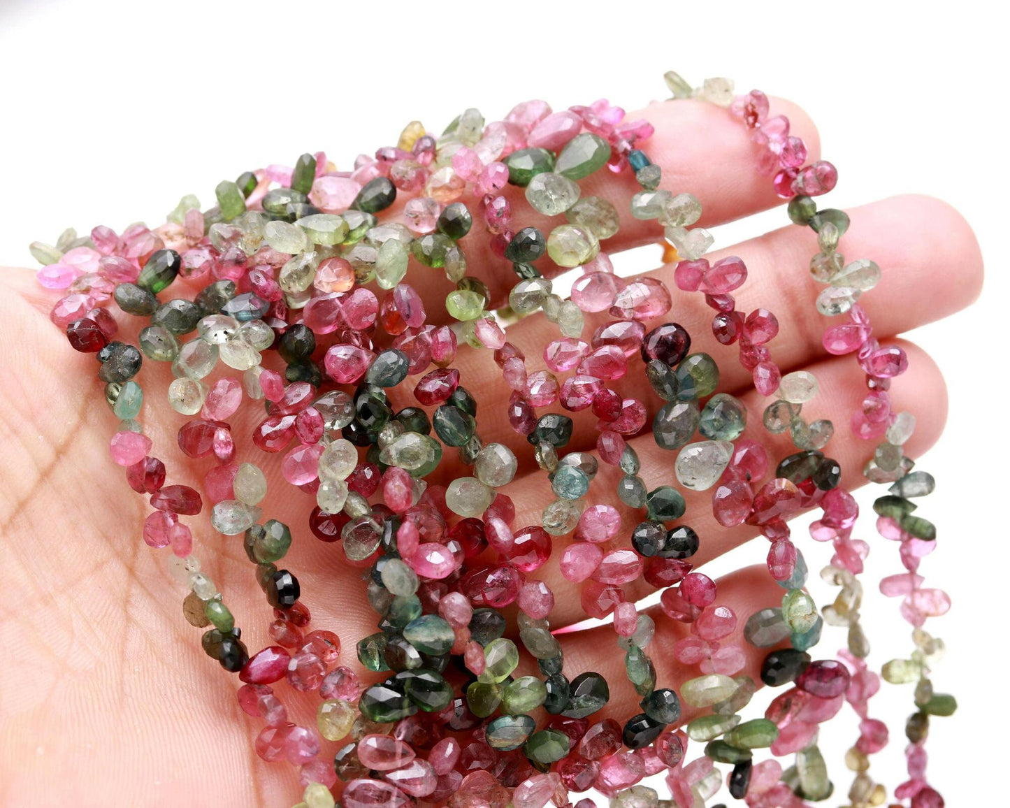 Multi Tourmaline Faceted Pear Beads Natural Multi Tourmaline Pear Briolette's 4x6 MM Tourmaline Pear Shape Beads for Jewelry Making Craft