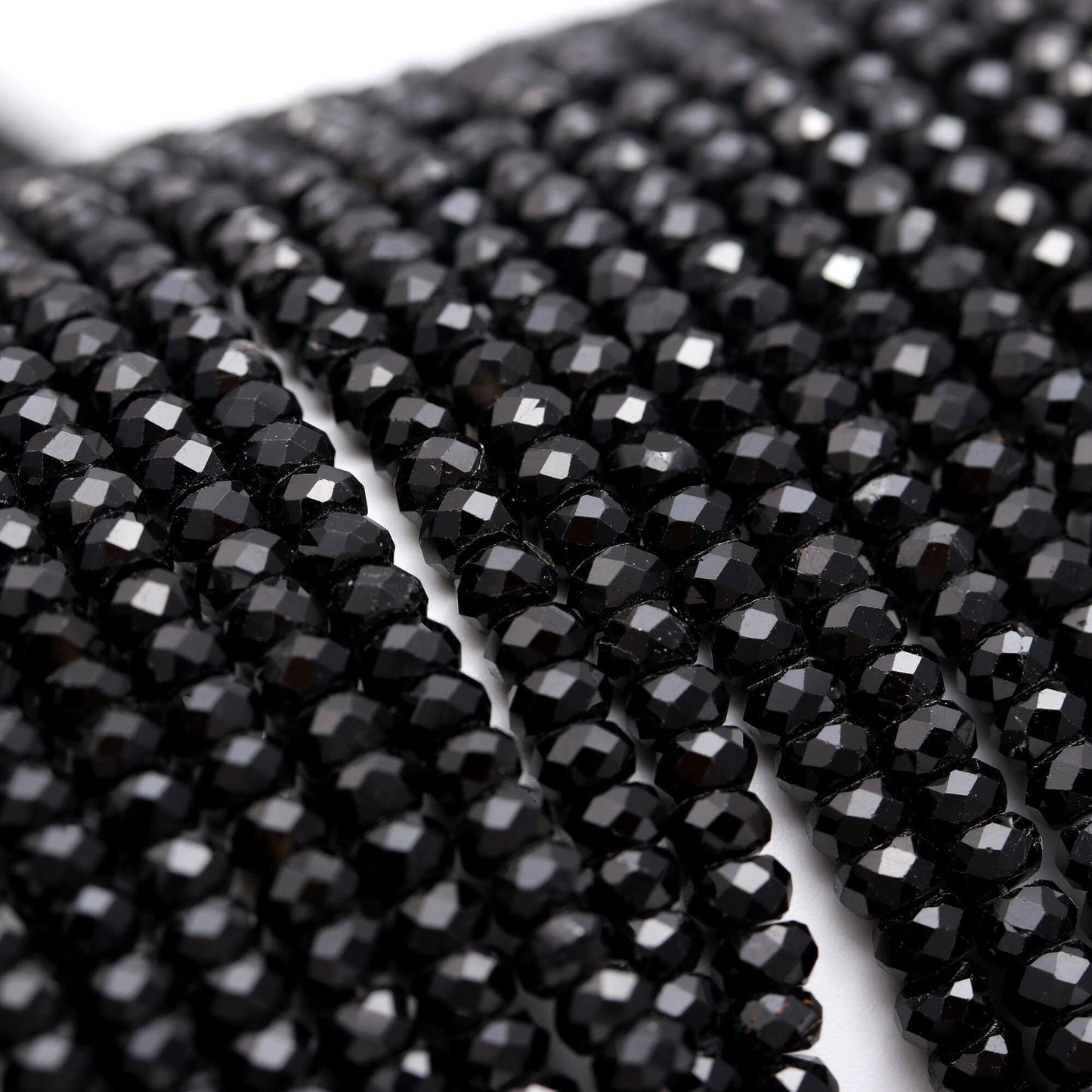 AAA Natural Black Tourmaline Faceted Rondelle Beads, 4MM Black Tourmaline Rondelle Beads, 13" Rondelle Tourmaline, Black Rondelle Beads