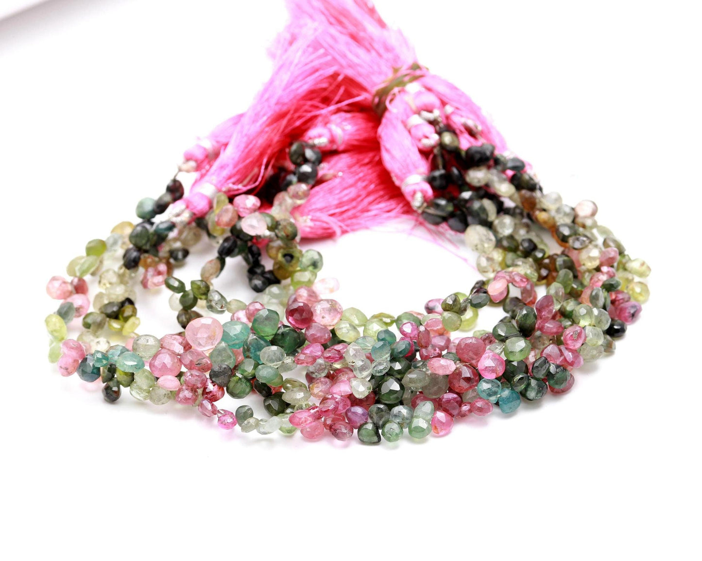 Multi Tourmaline Faceted Heart Beads Natural Multi Tourmaline Heart Briolette's 4x6 MM Natural Tourmaline Beads for Jewelry Making Craft