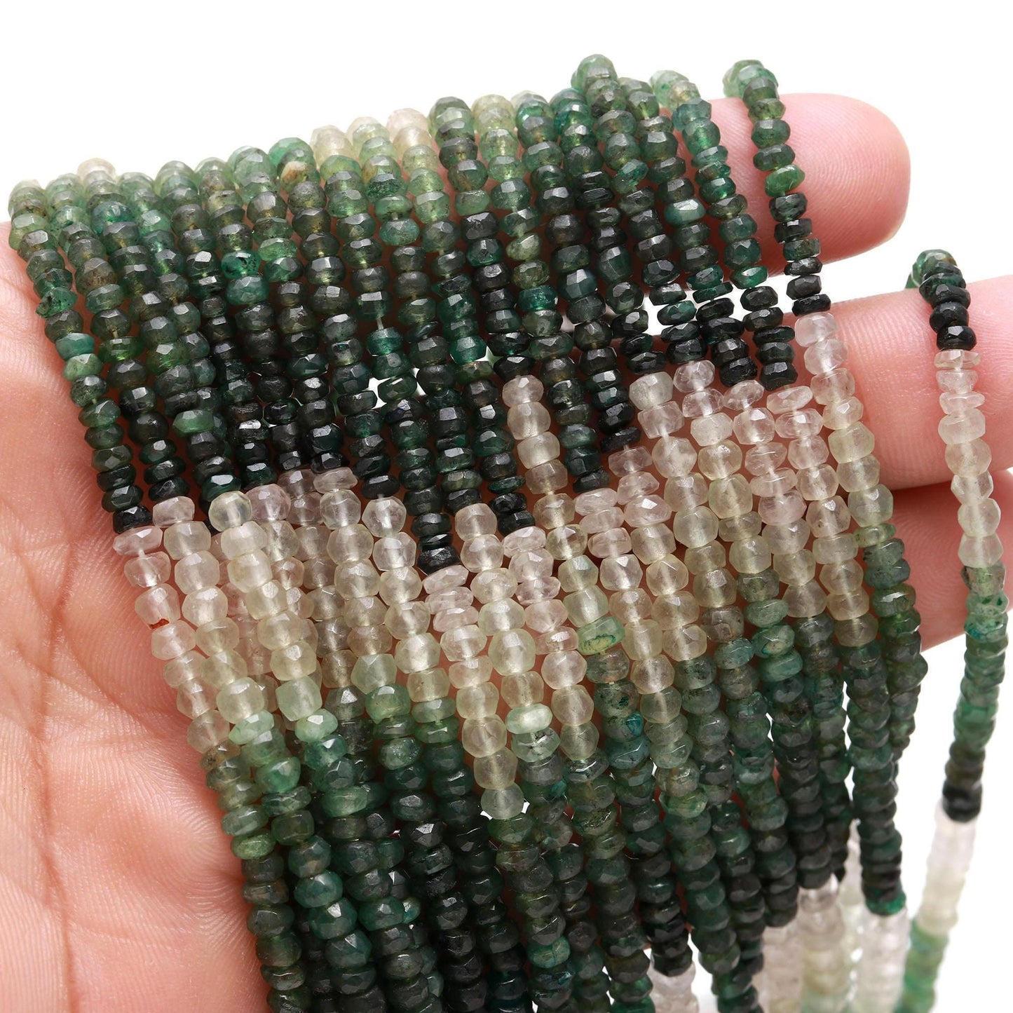 Emerald Shaded Faceted Rondelle Natural Emerald Shaded Faceted 3-4.5 MM Gemstone Beads for Handmade Designer Jewelry Necklace Making Craft