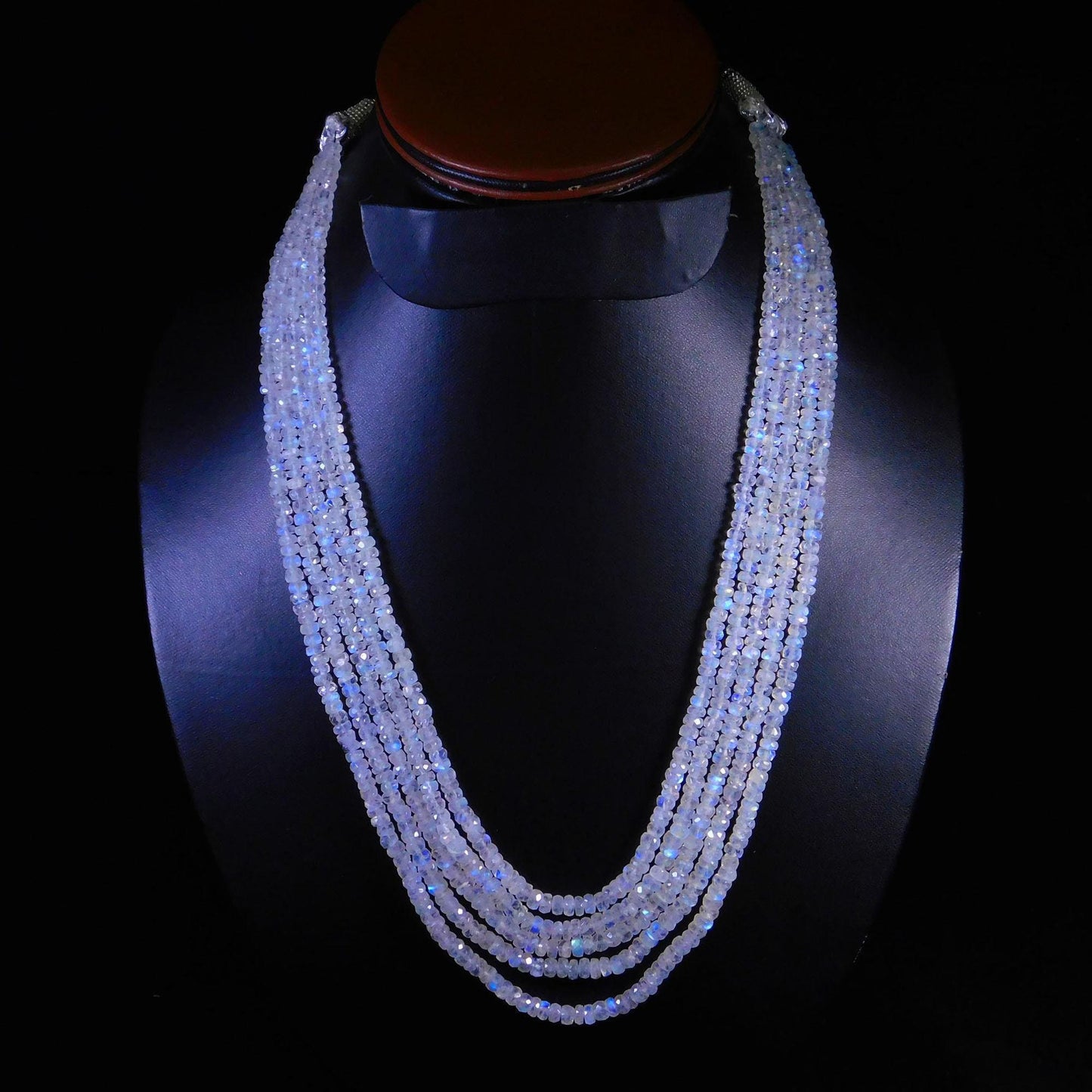 5 Strands Multi Flash White Rainbow Moonstone Faceted Rondelle 4-5 MM Gemstone Beads Natural Flash Rainbow Rondelle Beads Jewelry Necklace