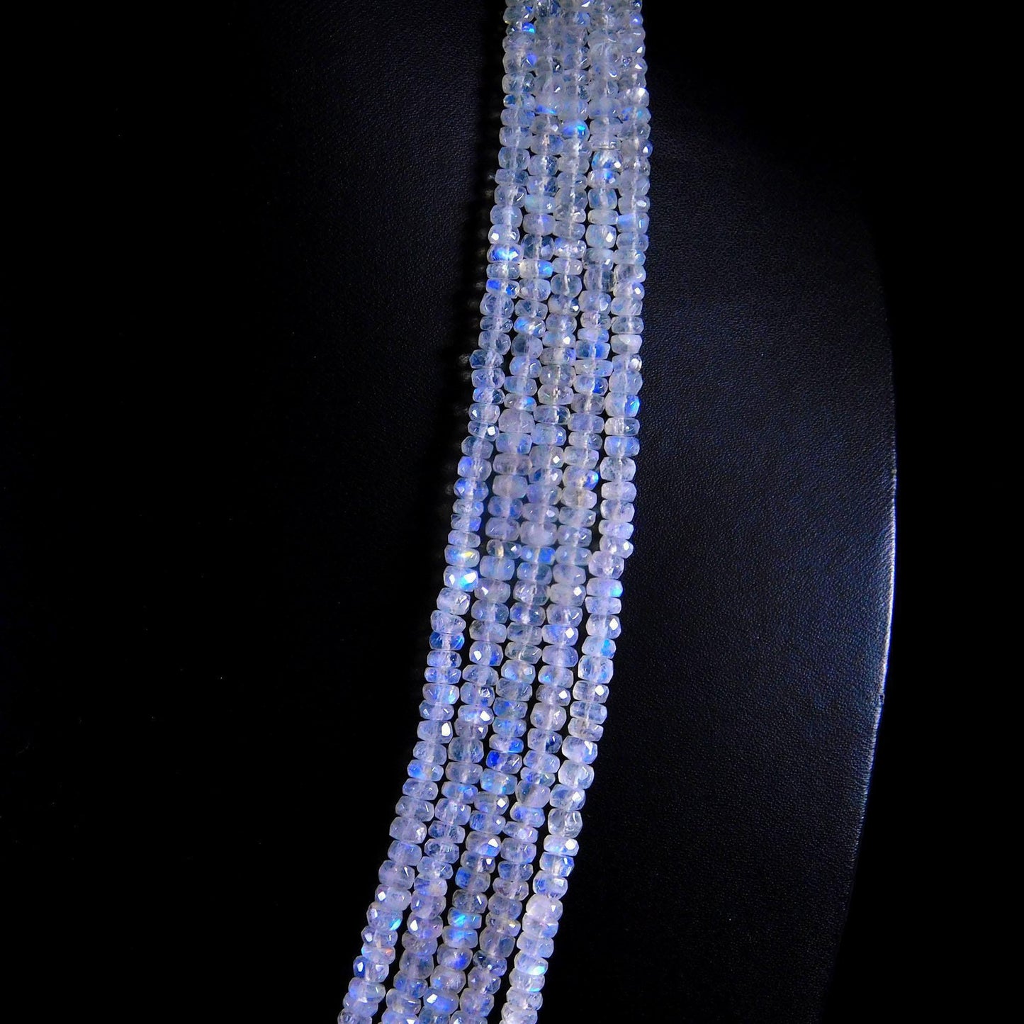 5 Strands Multi Flash White Rainbow Moonstone Faceted Rondelle 4-5 MM Gemstone Beads Natural Flash Rainbow Rondelle Beads Jewelry Necklace