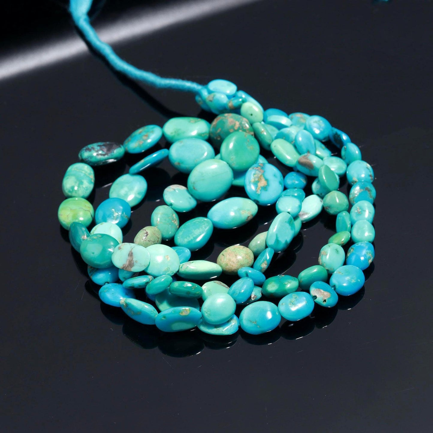 Turquoise Smooth Oval Beads Natural 6x9-12x14 MM Turquoise Smooth Gemstone 18" Beads Strand for Designer Jewelry Necklace Bracelet Making
