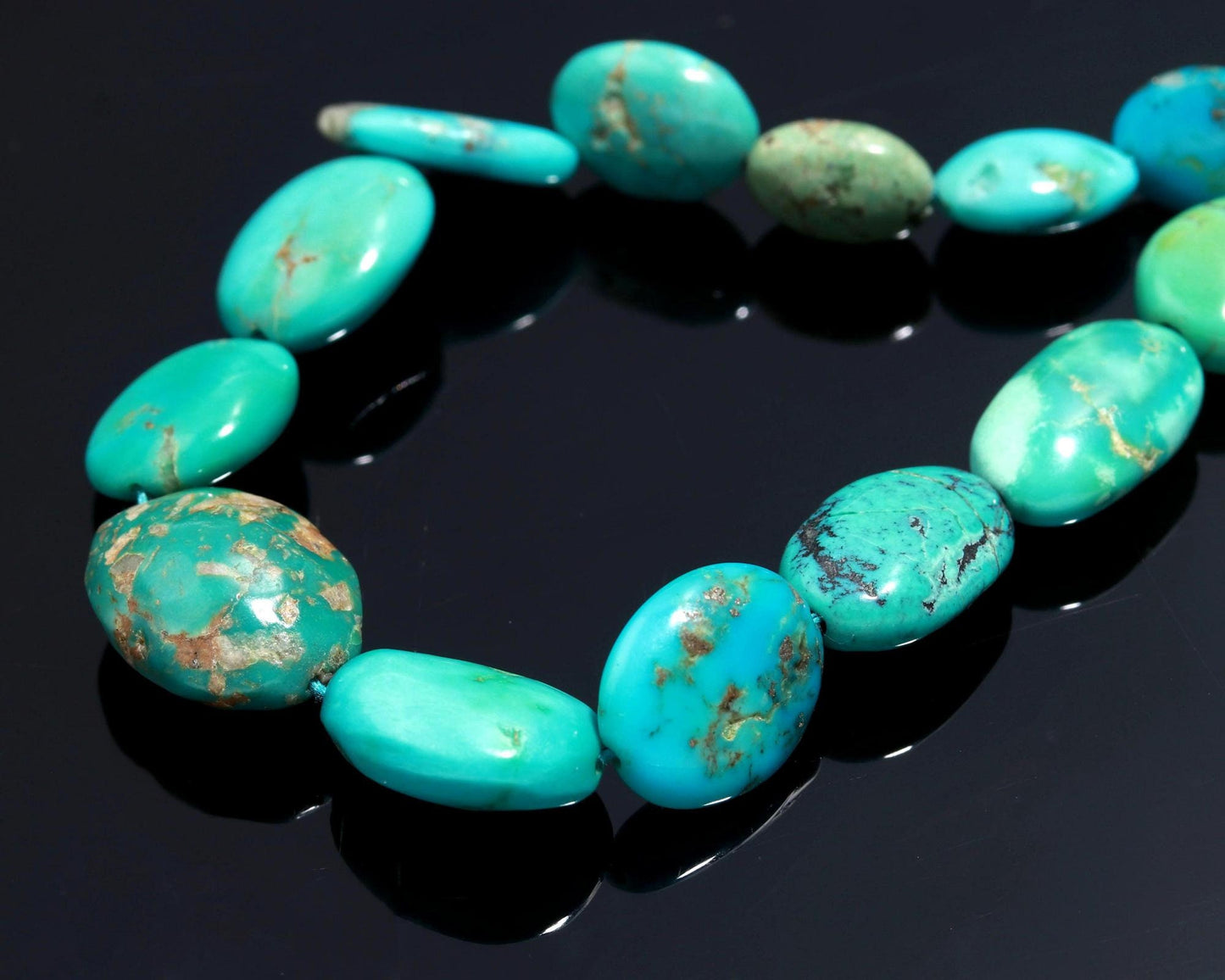 Turquoise Smooth Oval Beads Natural 6x9-12x14 MM Turquoise Smooth Gemstone 18" Beads Strand for Designer Jewelry Necklace Bracelet Making