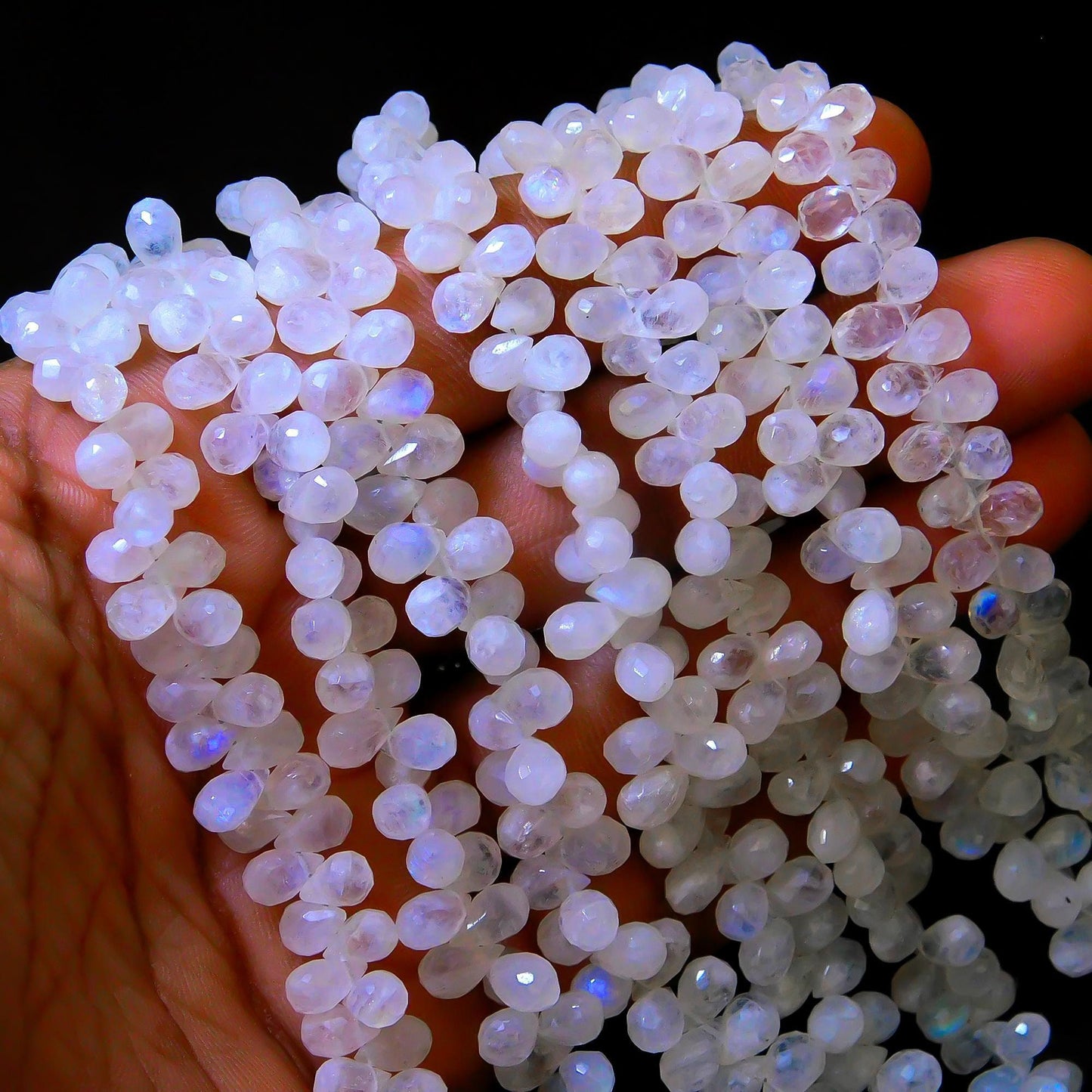 White Rainbow Faceted Tear Shape Beads Natural White Rainbow Tear Shape 4x6 MM Briolettes for Designer Jewelry Necklace Pendant Making Craft