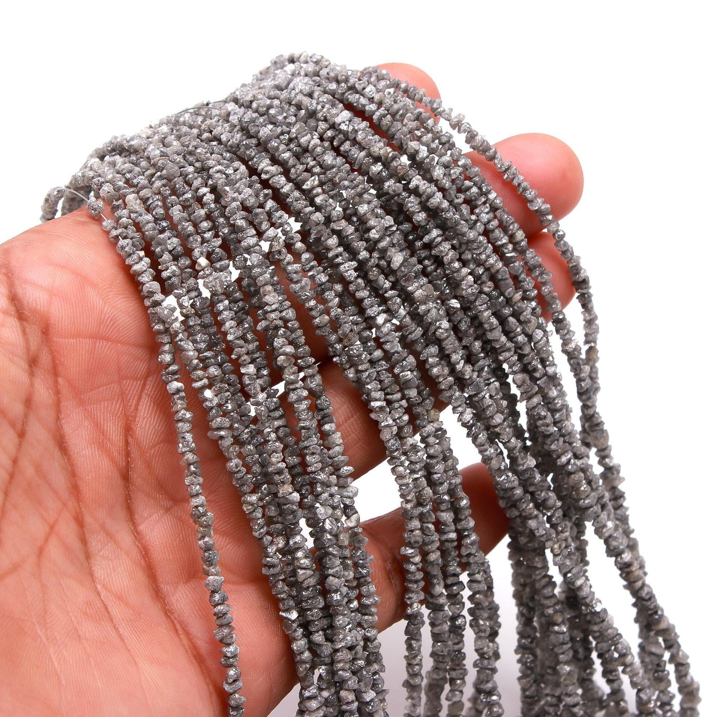 Grey Diamond Raw Uncut Beads Natural Grey Diamond Raw Beads 2.5-3.5 MM Sparkling Diamond Chips Beads for Designer Jewelry Making Necklace