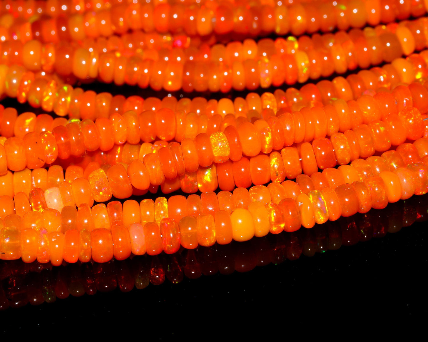 Super Quality Fanta Ethiopian Opal Smooth Rondelle Beads, 5 MM Natural Flashy Ethiopian Opal Beads, Fire Orange Ethiopian Opal Rondelle Bead