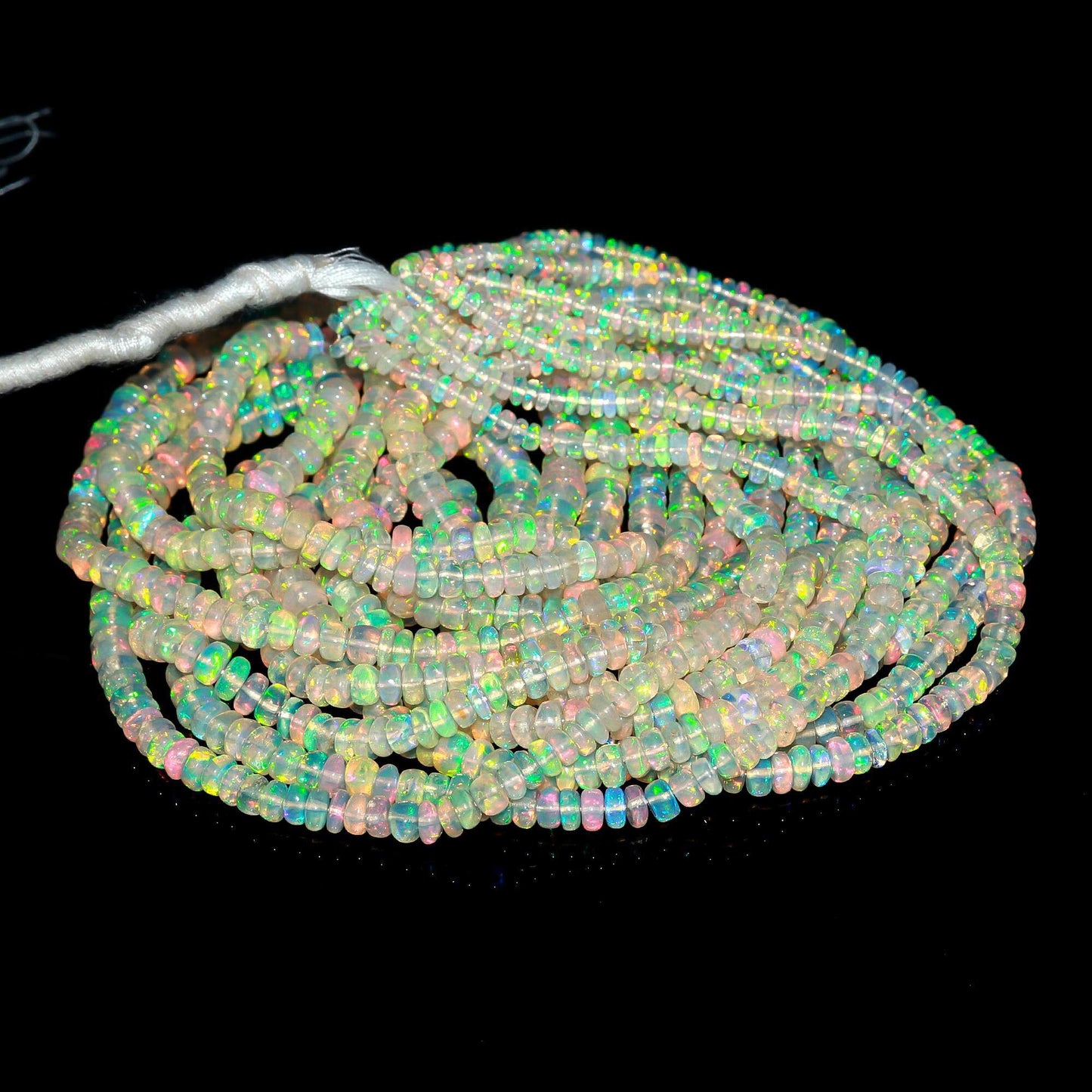 Super Quality Ethiopian Opal Smooth Rondelle Beads, 3.5-5.5 MM Natural Flashy Ethiopian Opal Beads, Fire Ethiopian Opal Rondelle Beads
