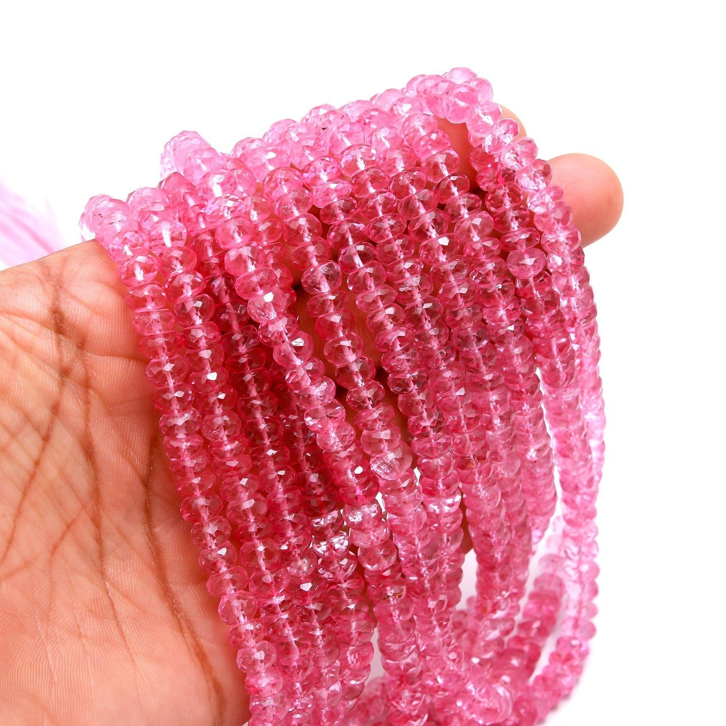 Pink Topaz Faceted Rondelle Beads 6-7 MM Natural Topaz Rondelle Beads 16 Inch Strand for Handmade Designer Jewelry Necklace Bracelet Making