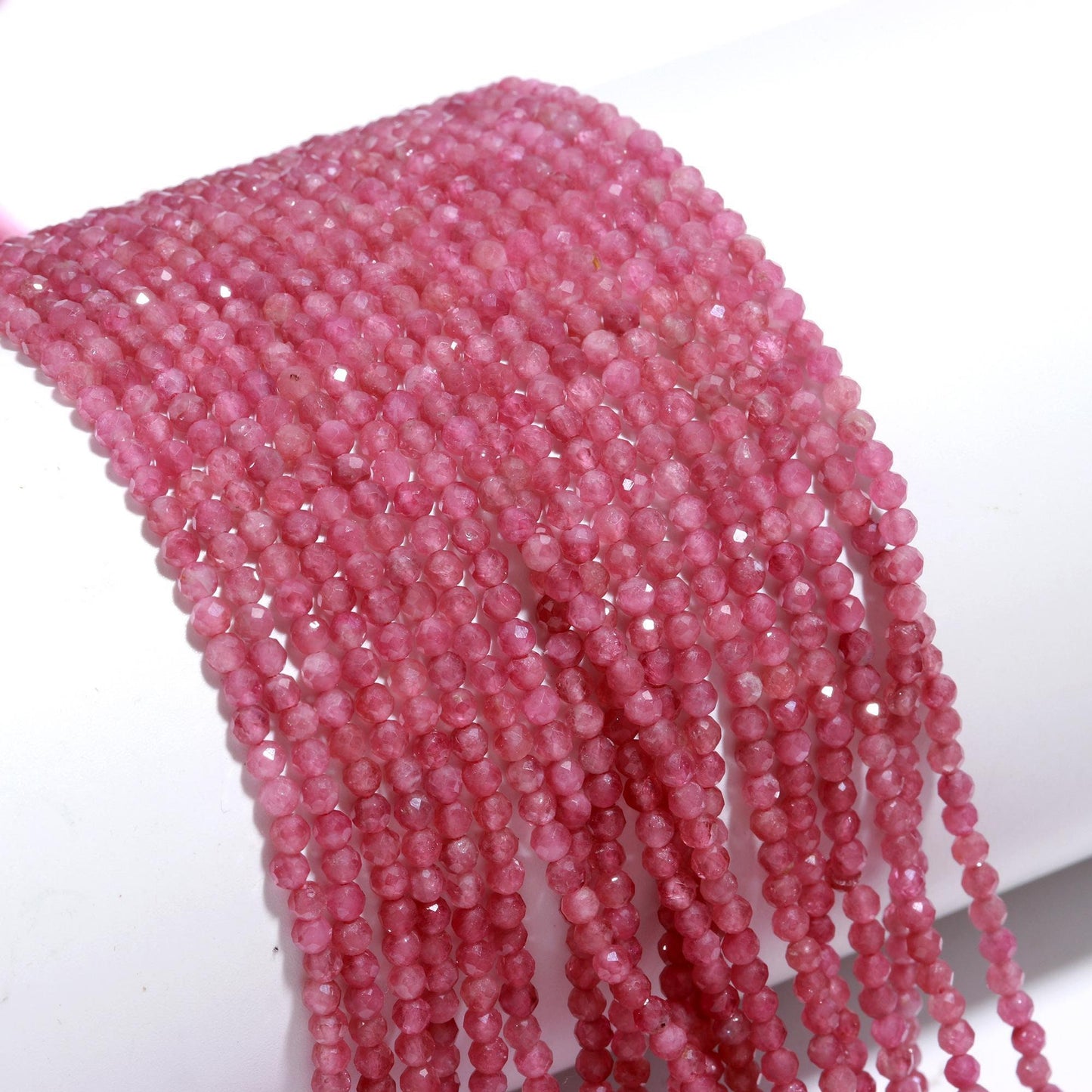 Natural Pink Tourmaline Faceted Rondelle Beads, 3MM Pink Tourmaline Rondelle Beads, Rondelle Tourmaline Beads for Jewelry Making