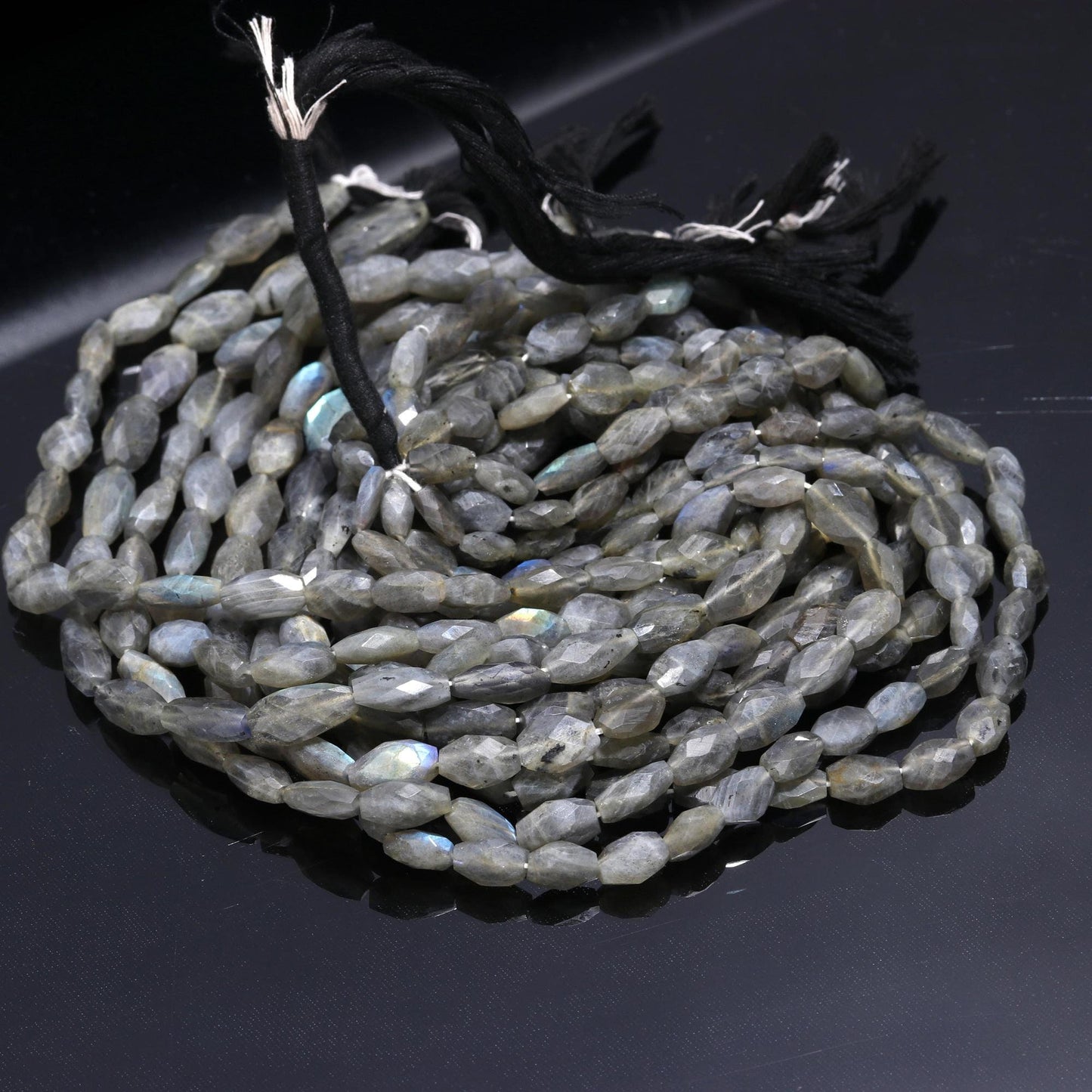 Labradorite Oval Shape Beads Flashy Labradorite Faceted Oval Shape Natural Black Moonstone for Handmade Jewelry Necklace Earrings Making