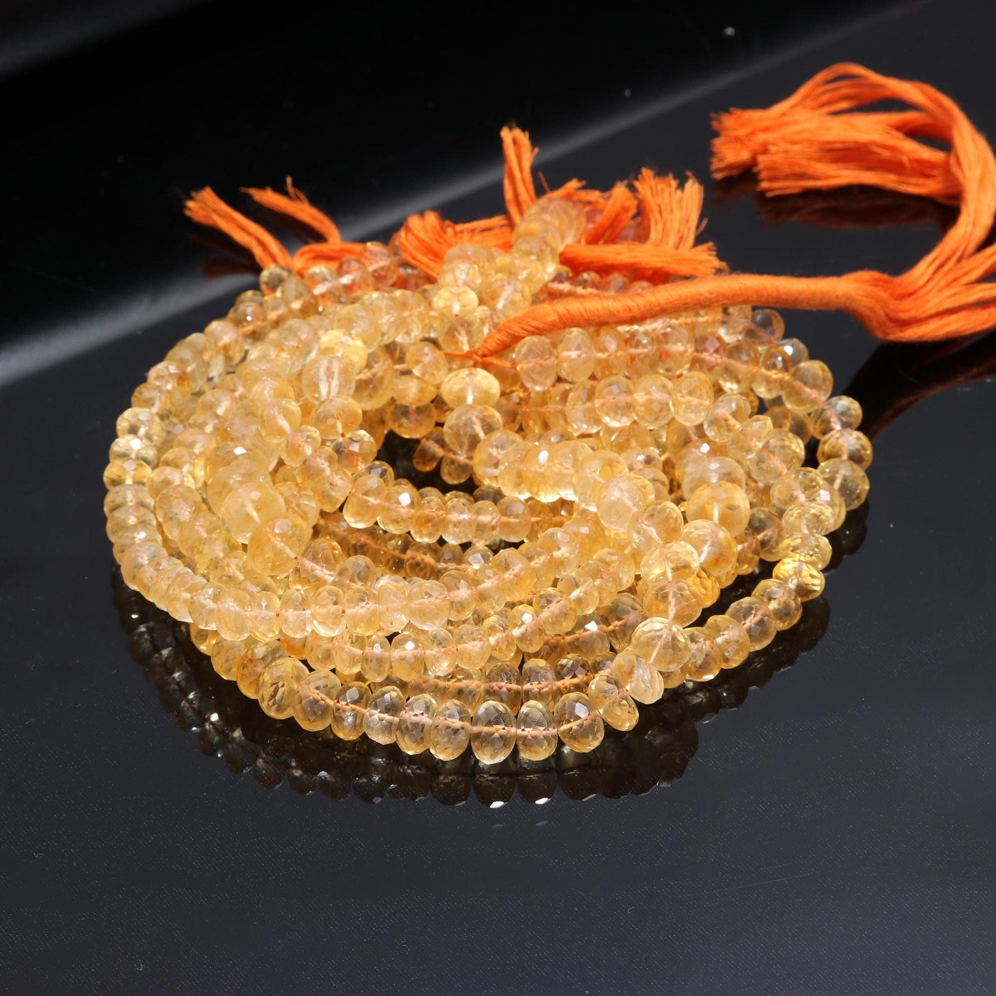 AAA Citrine Faceted Rondelle Beads Natural Citrine Gemstone Beads, 6-7/7-8/8-9 MM Citrine Rondelle Beads, 10” Golden Citrine Faceted Beads