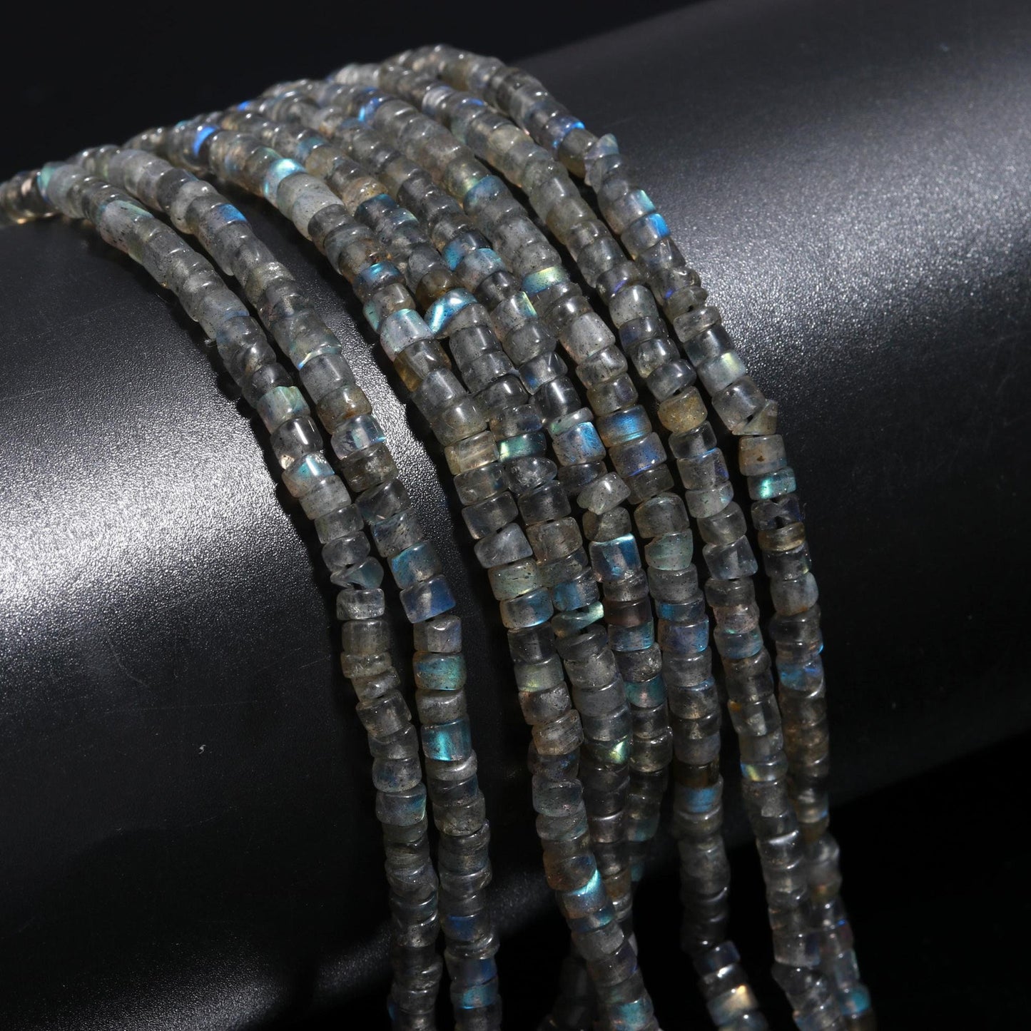 Natural Labradorite Heishi Washer Beads Labradorite Heishi Washer Beads AAA Quality 16 Inch Heishi Labradorite Beads Black Moonstone Washer