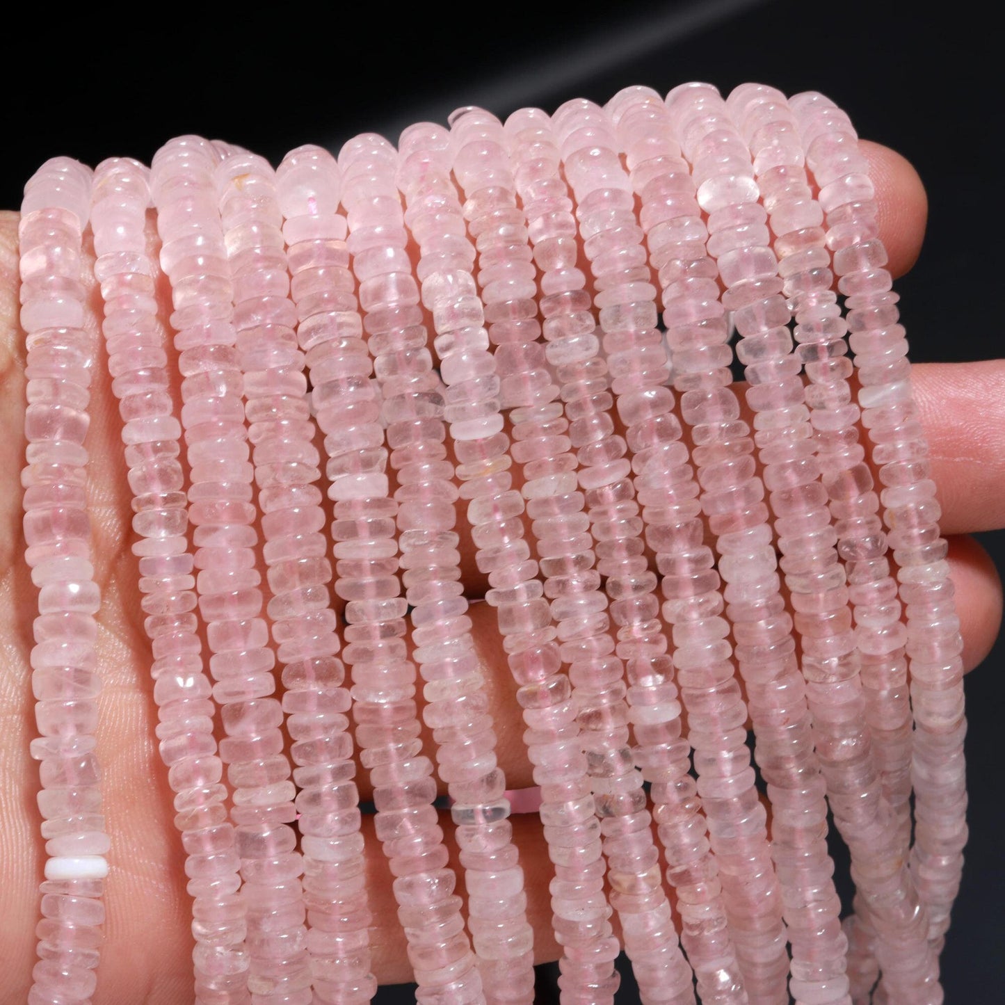 Rose Quartz Heishi Washer Beads Excellent Quality Natural Rose Quartz Washer Bead 16 Inch Heishi Washer Rose Quartz Beads for Jewelry Making