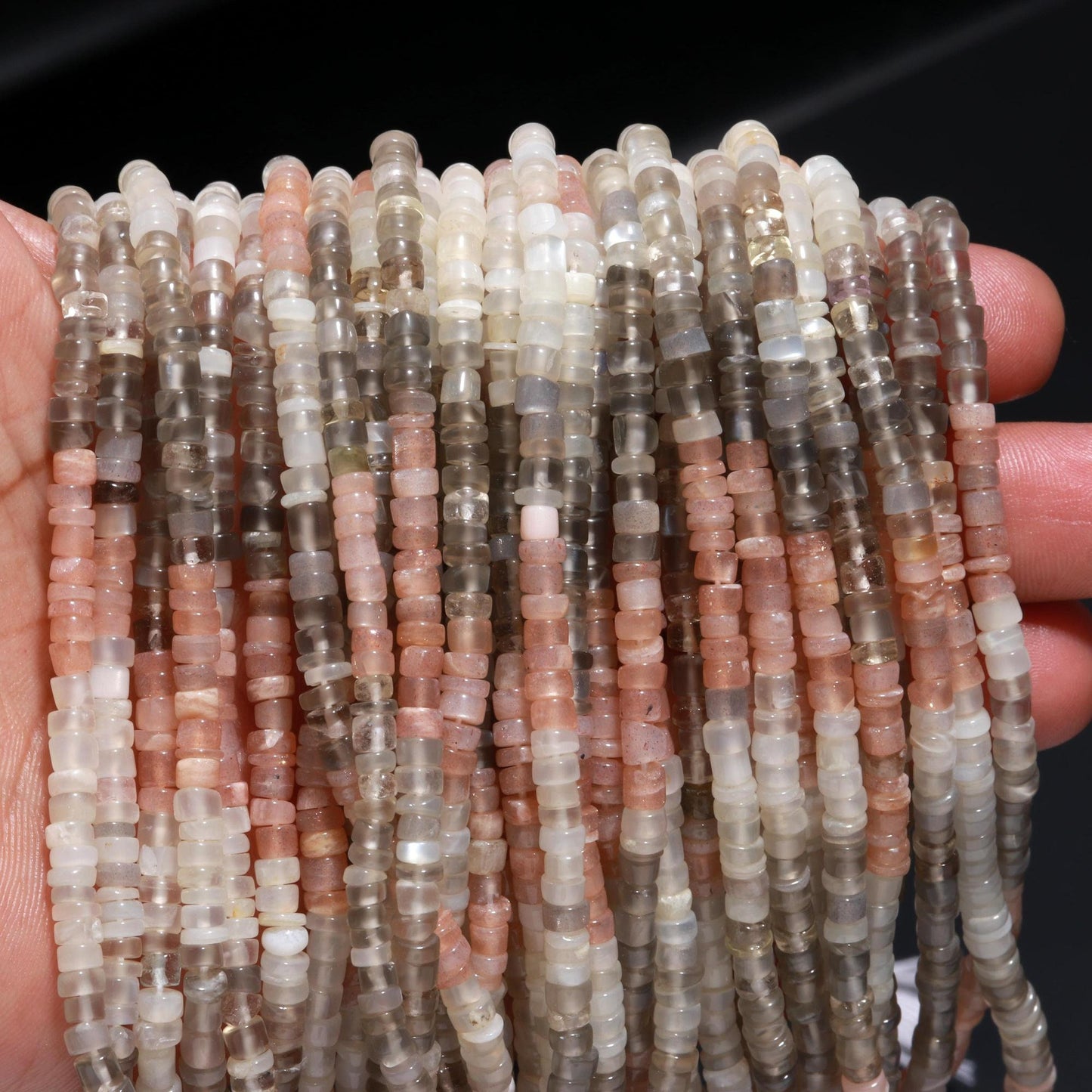 Multi Moonstone Heishi Washer Beads Natural Multi Moonstone Washer Beads AAA Quality 16 Inch Multi Moonstone Washer Beads Wholesale Price