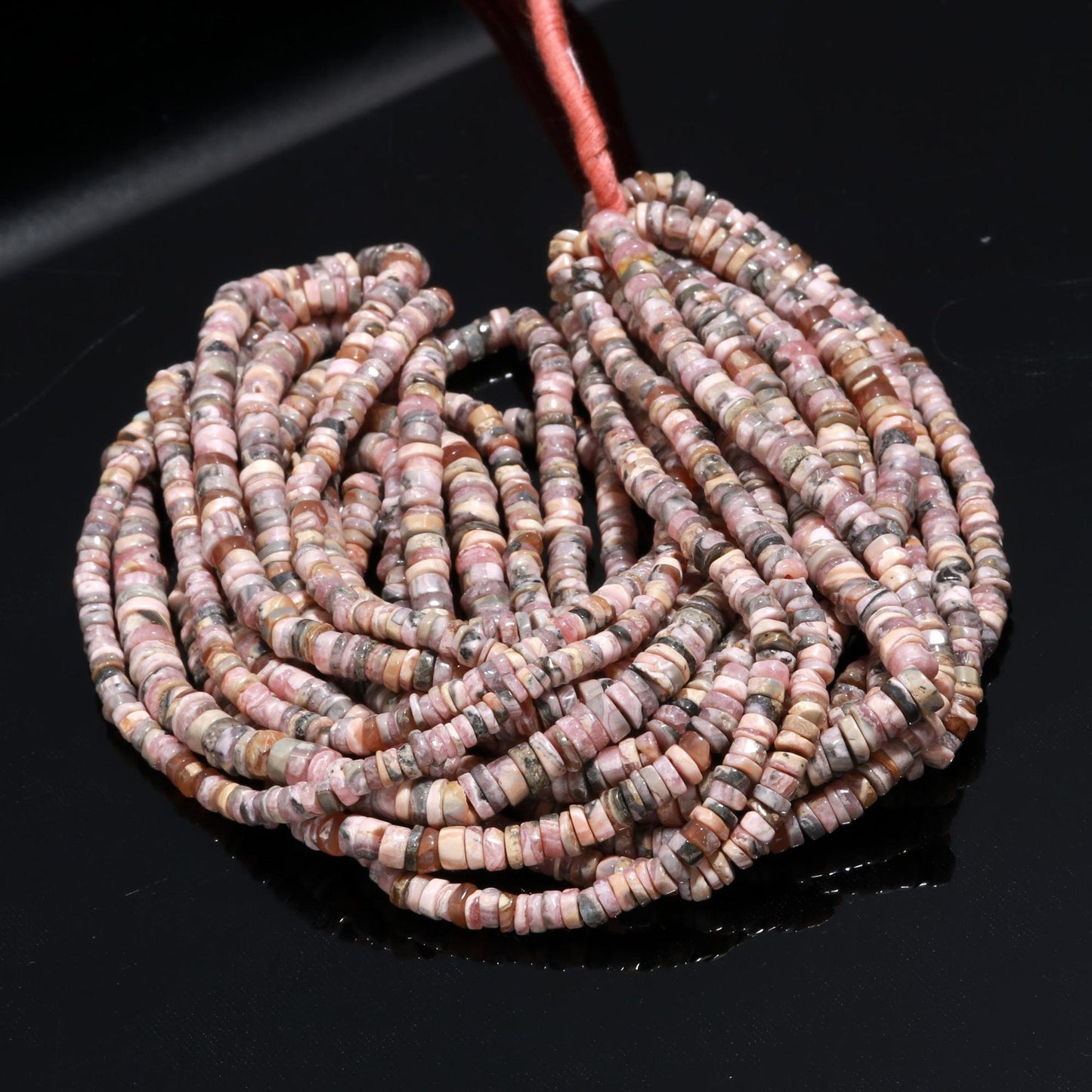 AAA Natural Rhodochrosite Heishi Washer Beads, Pink Rhodochrosite Heishi Tyer Beads, 16” Rhodochrosite Wheel Gemstone Beads Jewelry Making