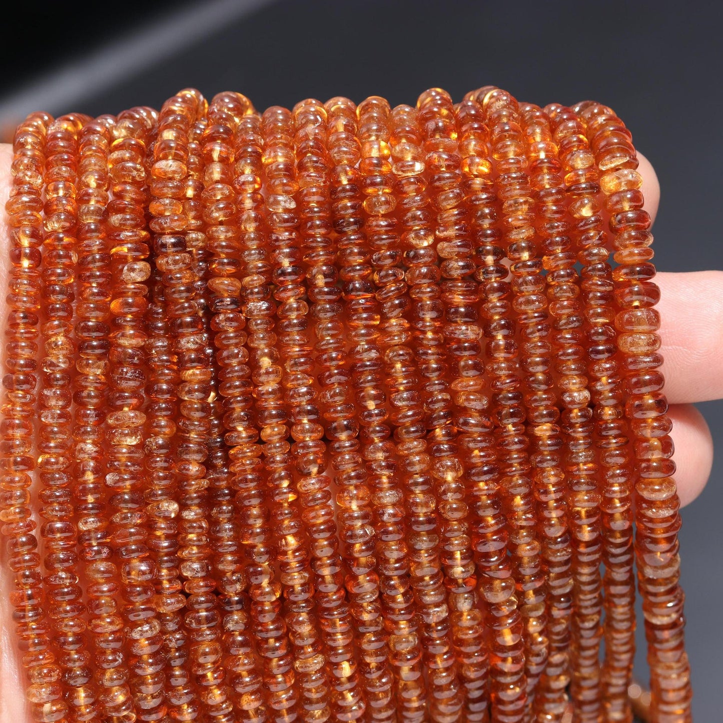 Hessonite Garnet Heishi Washer Beads Natural 4-5 MM Hessonite Smooth Tyre Shape Beads 16" Strand Garnet Beads for Handmade Jewelry Making