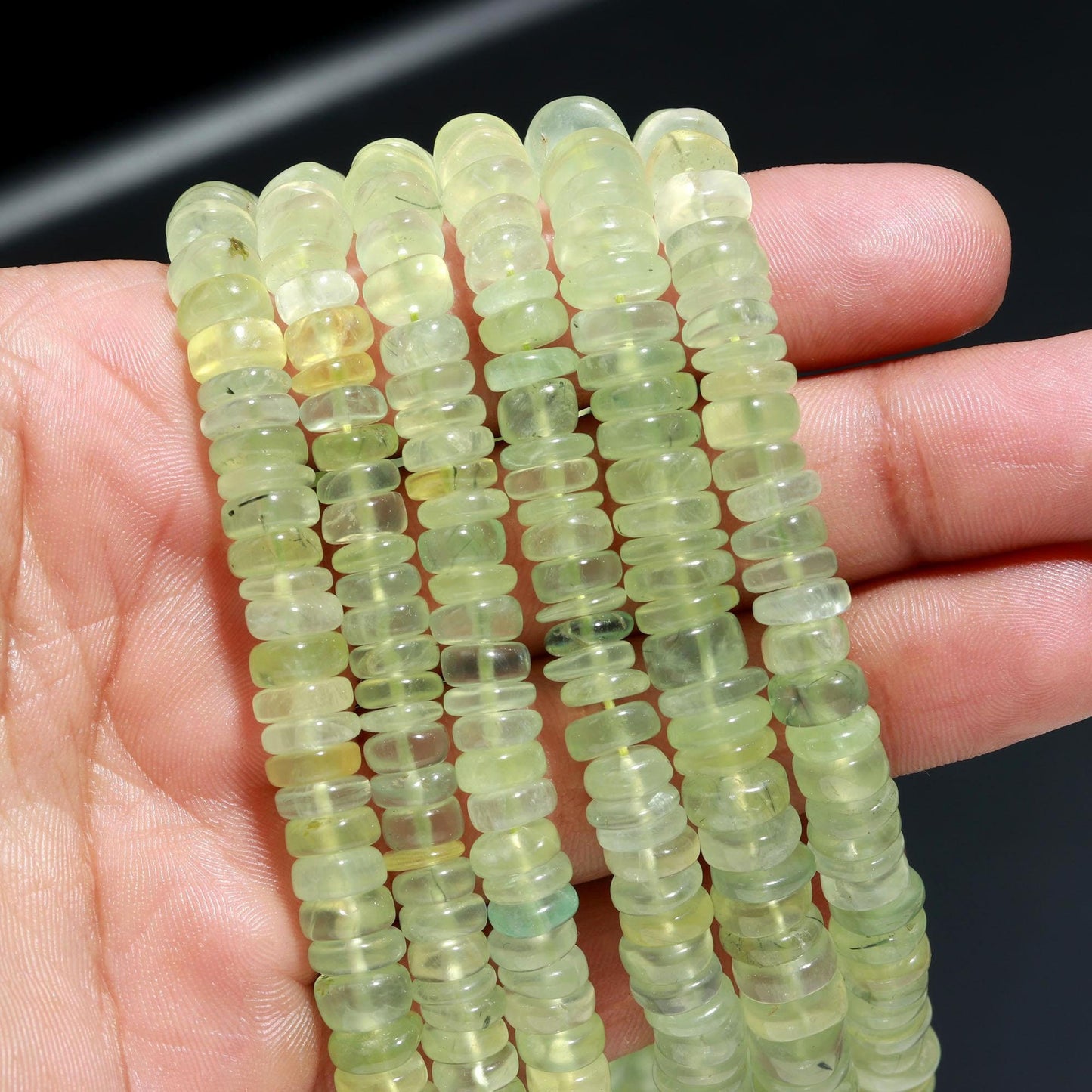 AAA Natural Prehnite Heishi Washer Beads, Prehnite Washer Beads, 16 Inch Heishi Washer Prehnite Beads for Jewelry Making Craft
