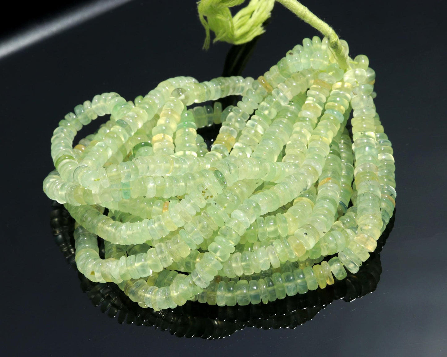 AAA Natural Prehnite Heishi Washer Beads, Prehnite Washer Beads, 16 Inch Heishi Washer Prehnite Beads for Jewelry Making Craft