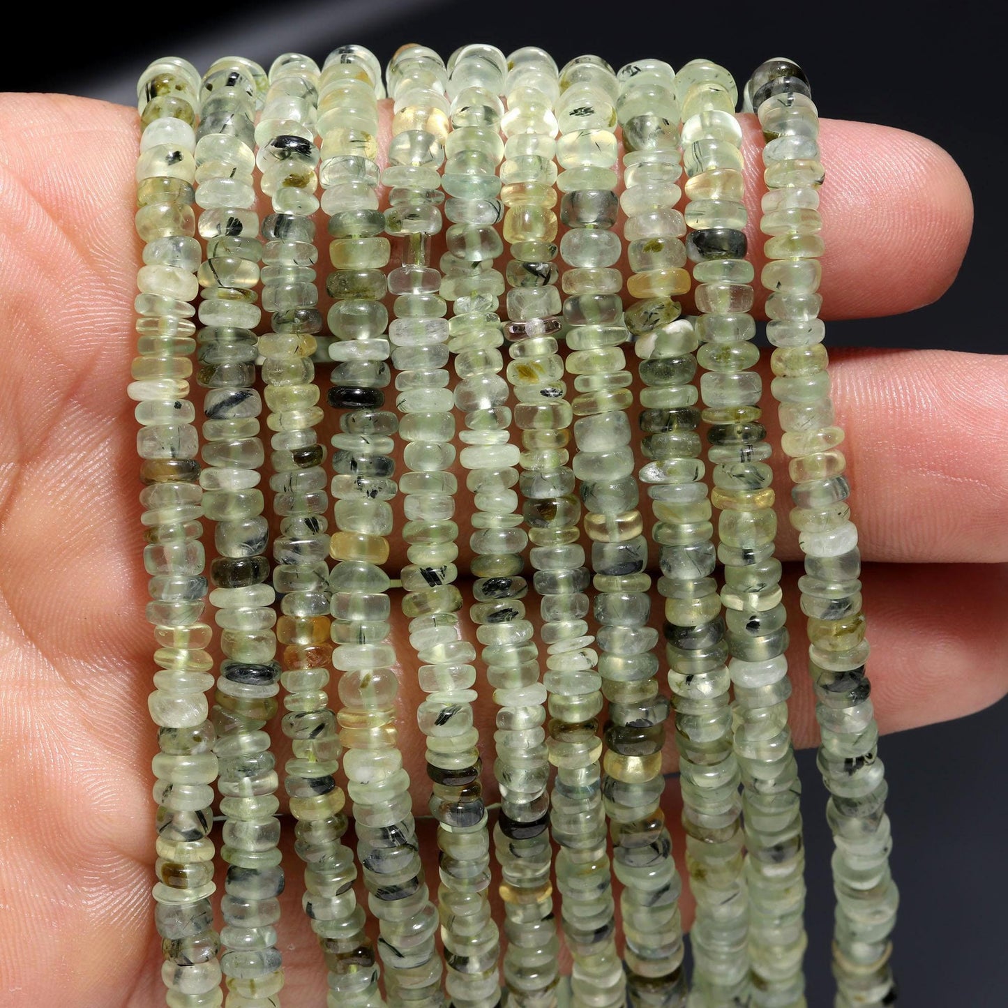 Prehnite Heishi Washer Beads Natural Prehnite Washer Beads Excellent Quality 16 Inch Heishi Washer Prehnite Beads for Jewelry Making Craft