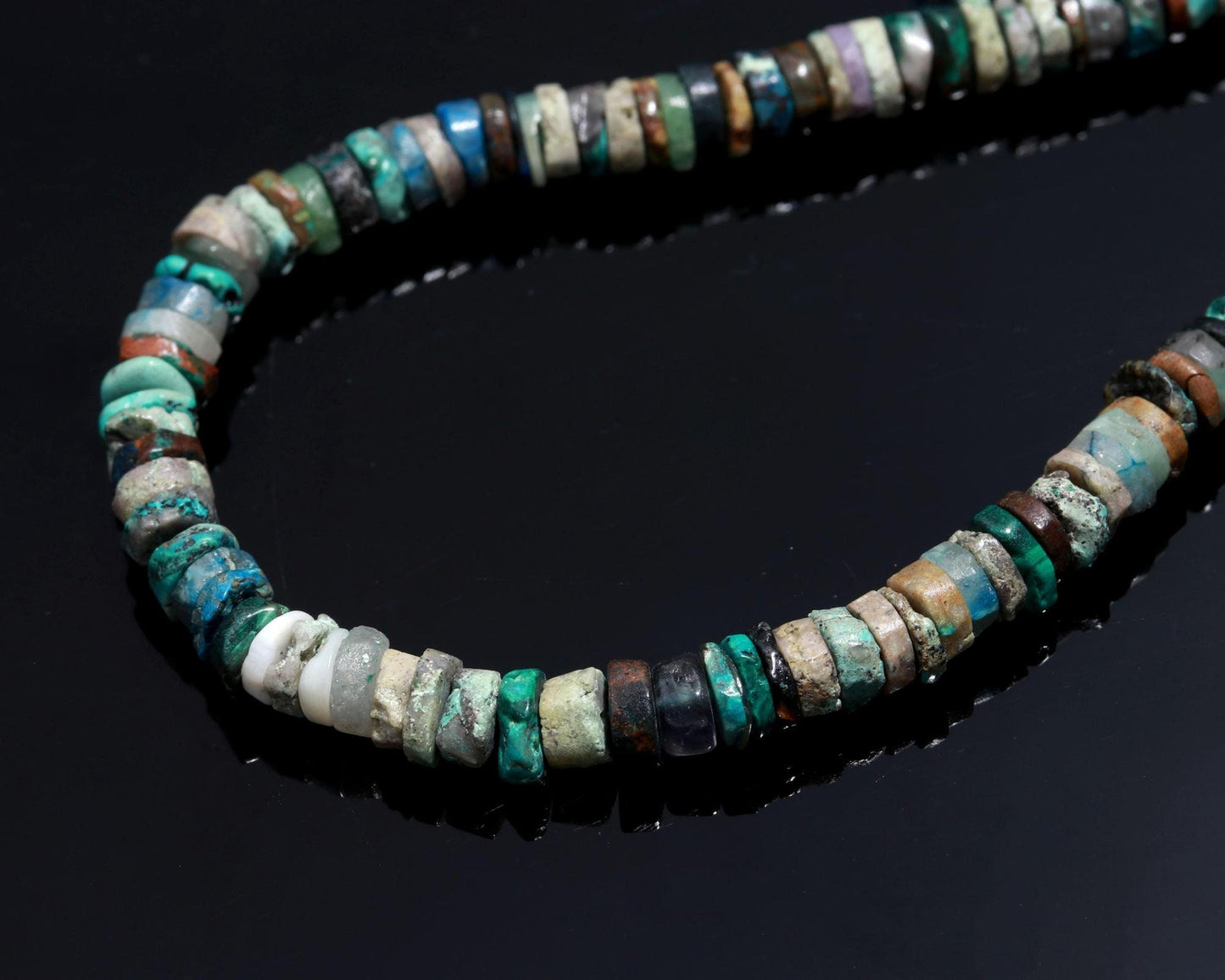 Crysocolla Heishi Washer Beads AAA 16 Inch Tibetan Chrysocolla 6-7 MM Smooth Heishi Tyre Shape Natural Chrysocolla for Jewelry Making Craft