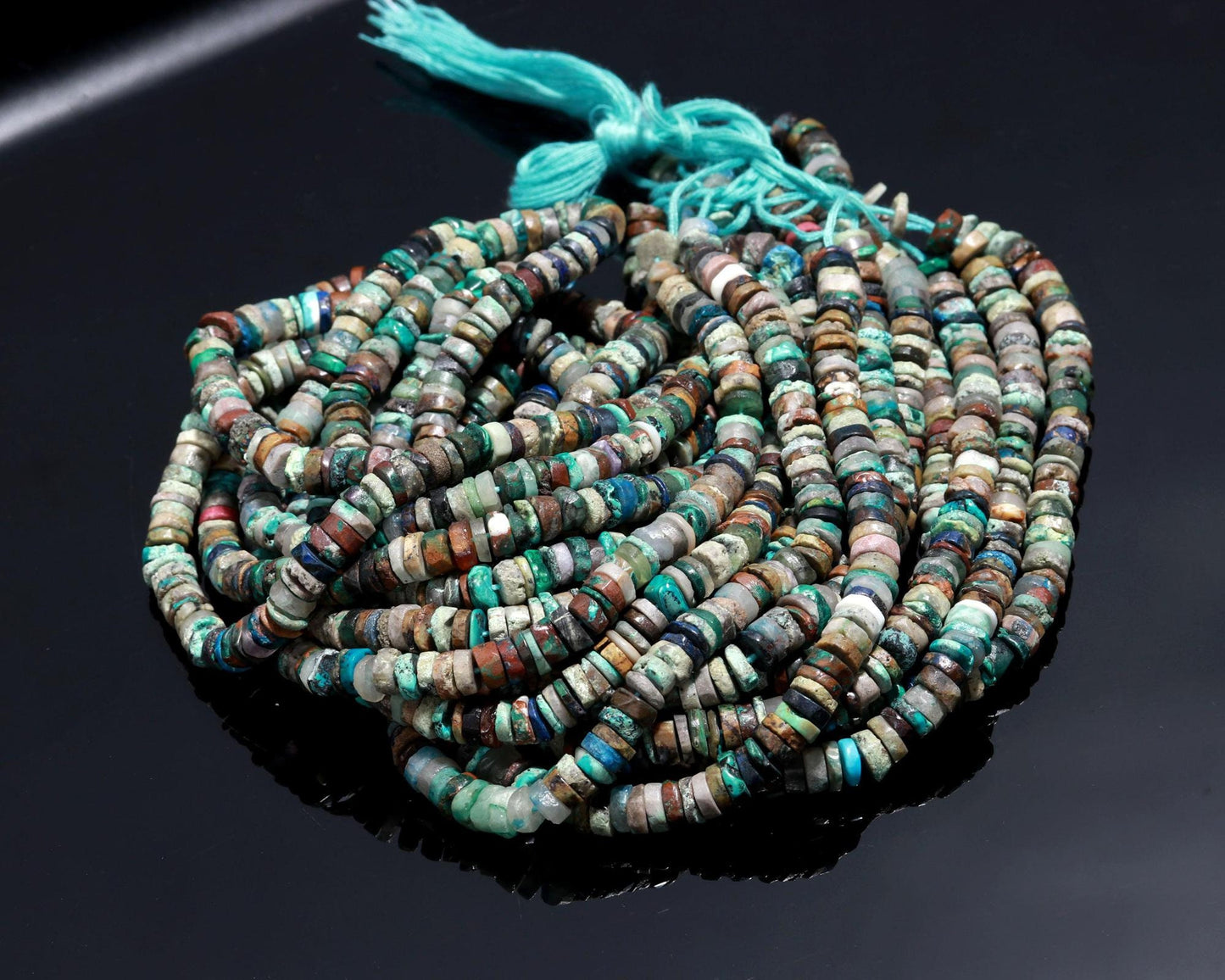 Crysocolla Heishi Washer Beads AAA 16 Inch Tibetan Chrysocolla 6-7 MM Smooth Heishi Tyre Shape Natural Chrysocolla for Jewelry Making Craft