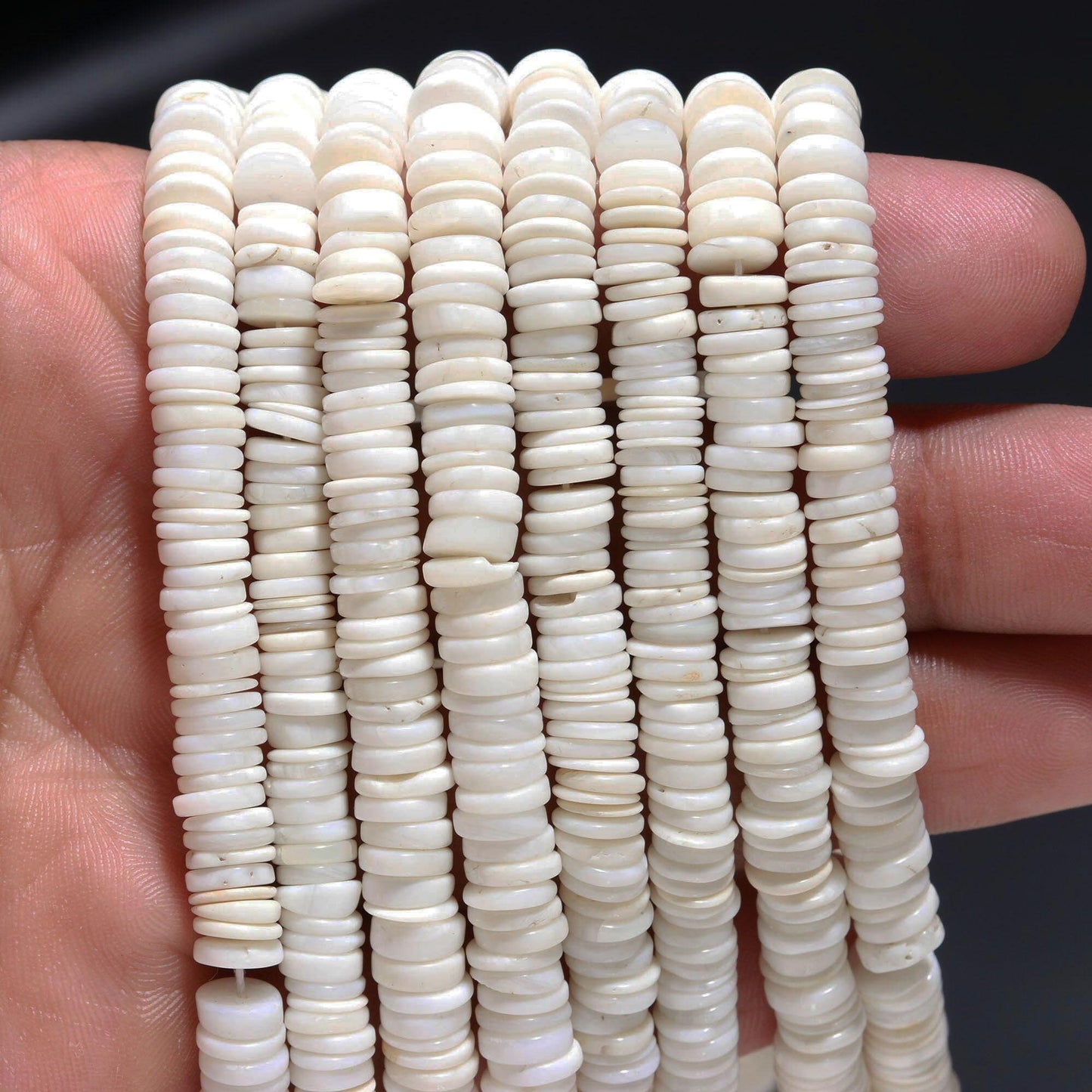 White Coral Heishi Washer Beads Natural White Coral Washer Bead AAA Quality 16 Inch Heishi Washer White Coral Beads for Jewelry Making Craft