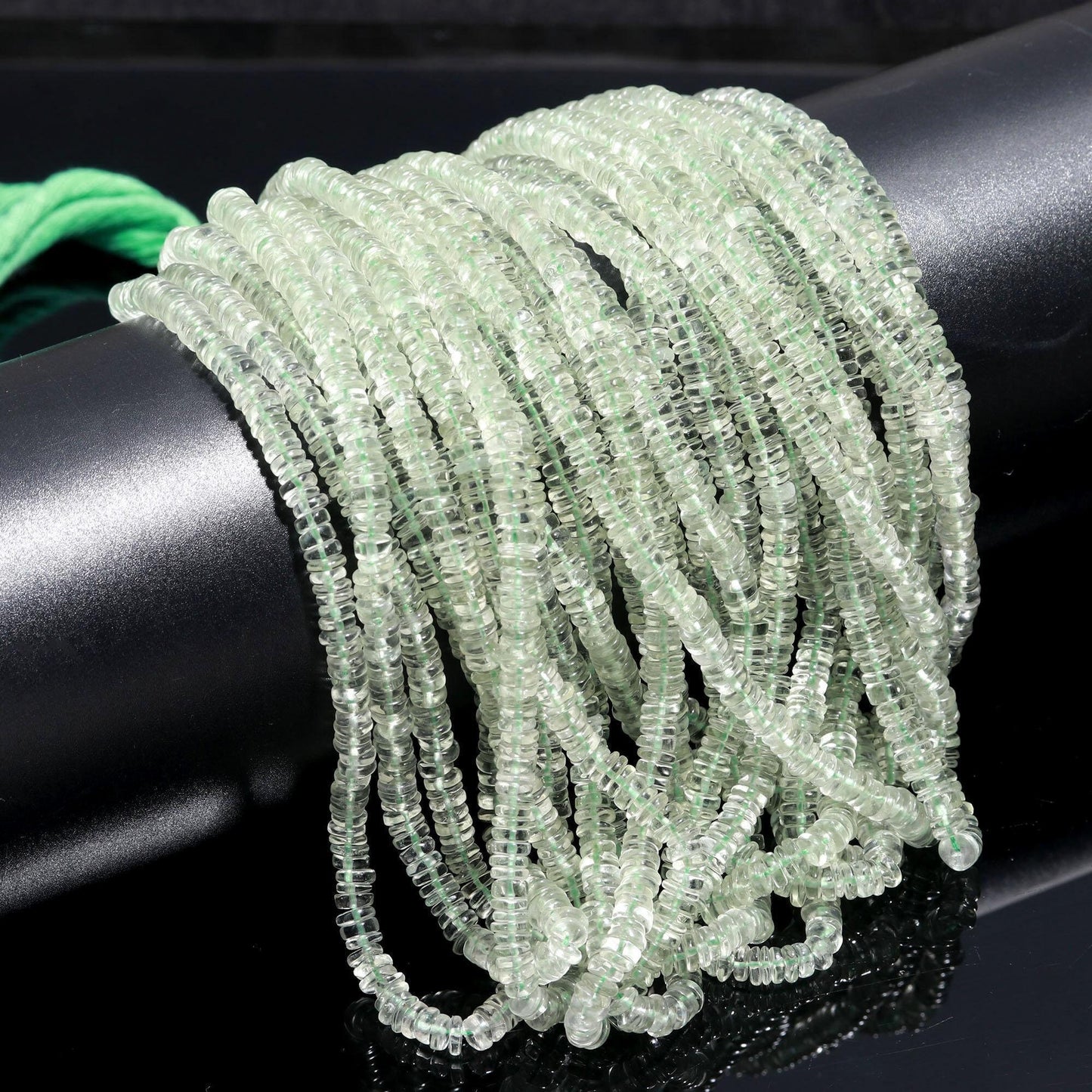 AAA Natural Green Amethyst Heishi Washer Beads Natural Green Amethyst Heishi Washer Beads16 Inch Heishi Washer Green Amethyst for Jewelry