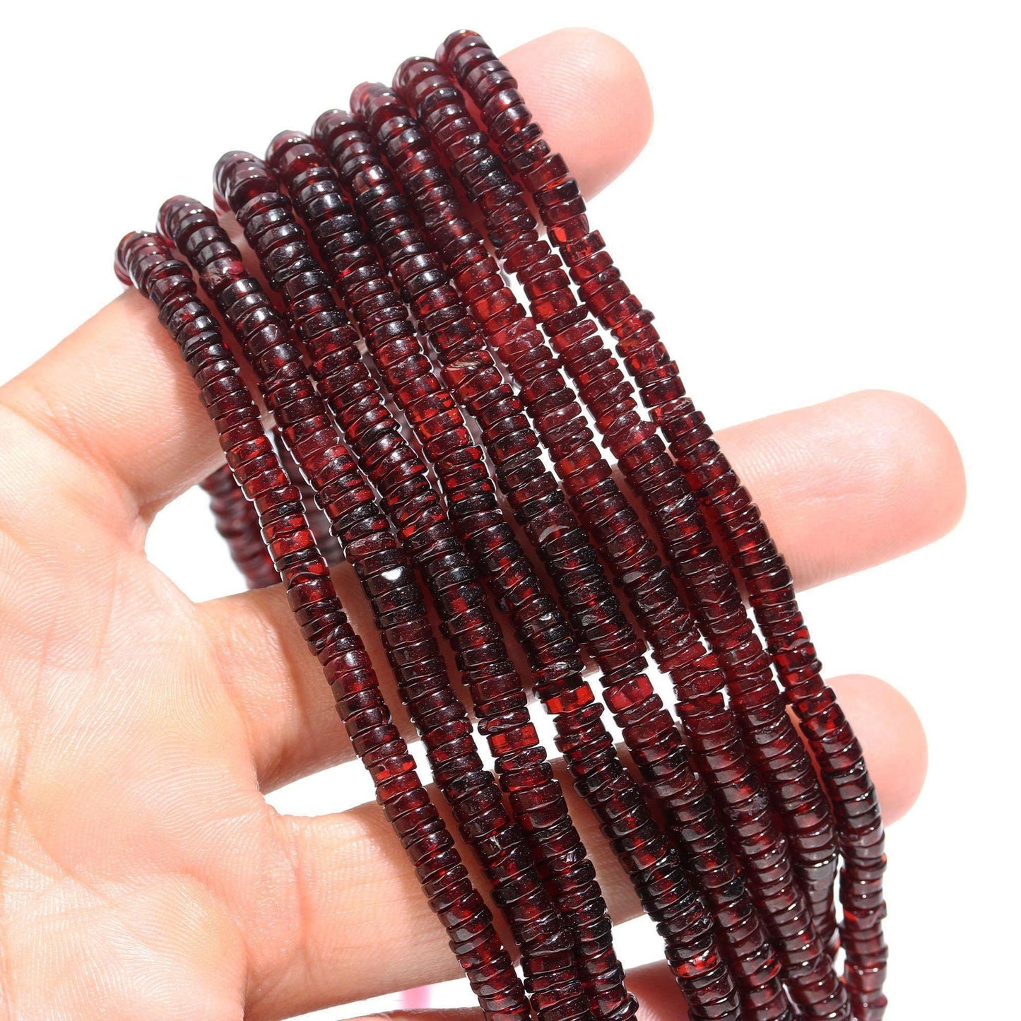 Garnet Heishi Washer Beads Natural Garnet Heishi Washer Beads Excellent Quality 16 Inch Heishi Washer Garnet Beads for Jewelry Making Craft