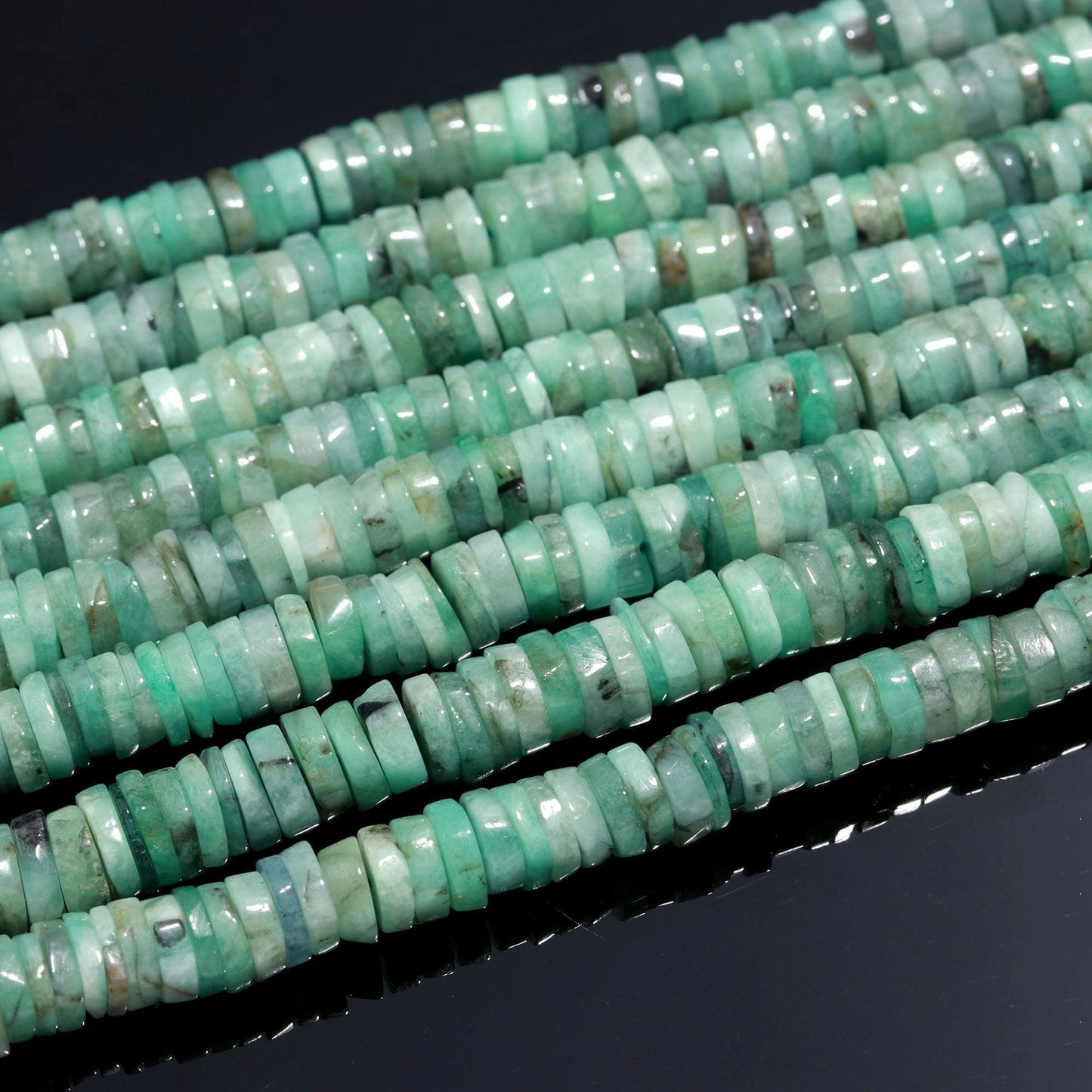 Emerald Heishi Washer Beads Natural Emerald Heishi Washer Beads AAA Quality 16 Inch Heishi Washer Emerald Beads for Jewelry Making Craft