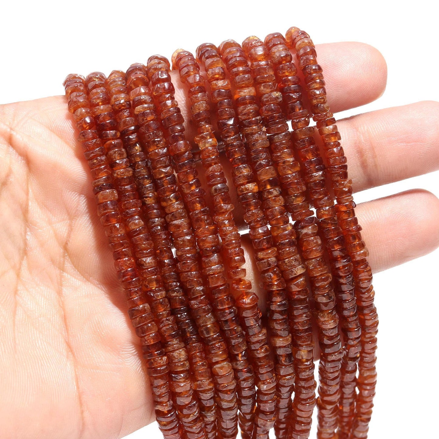 Hessonite Garnet Heishi Washer Beads Natural Hessonite Garnet Heishi Washer Beads AAA Quality 16 Inch Heishi Washer Garnet Beads for Jewelry