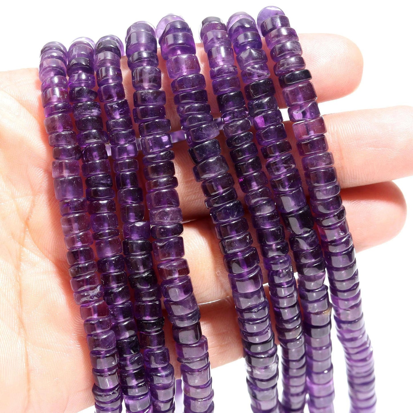 Amethyst Heishi Washer Beads Deep Blue Amethyst Tyre Beads 6-7 MM Natural Amethyst Heishi Washer for Designer Jewelry Necklace & Bracelet