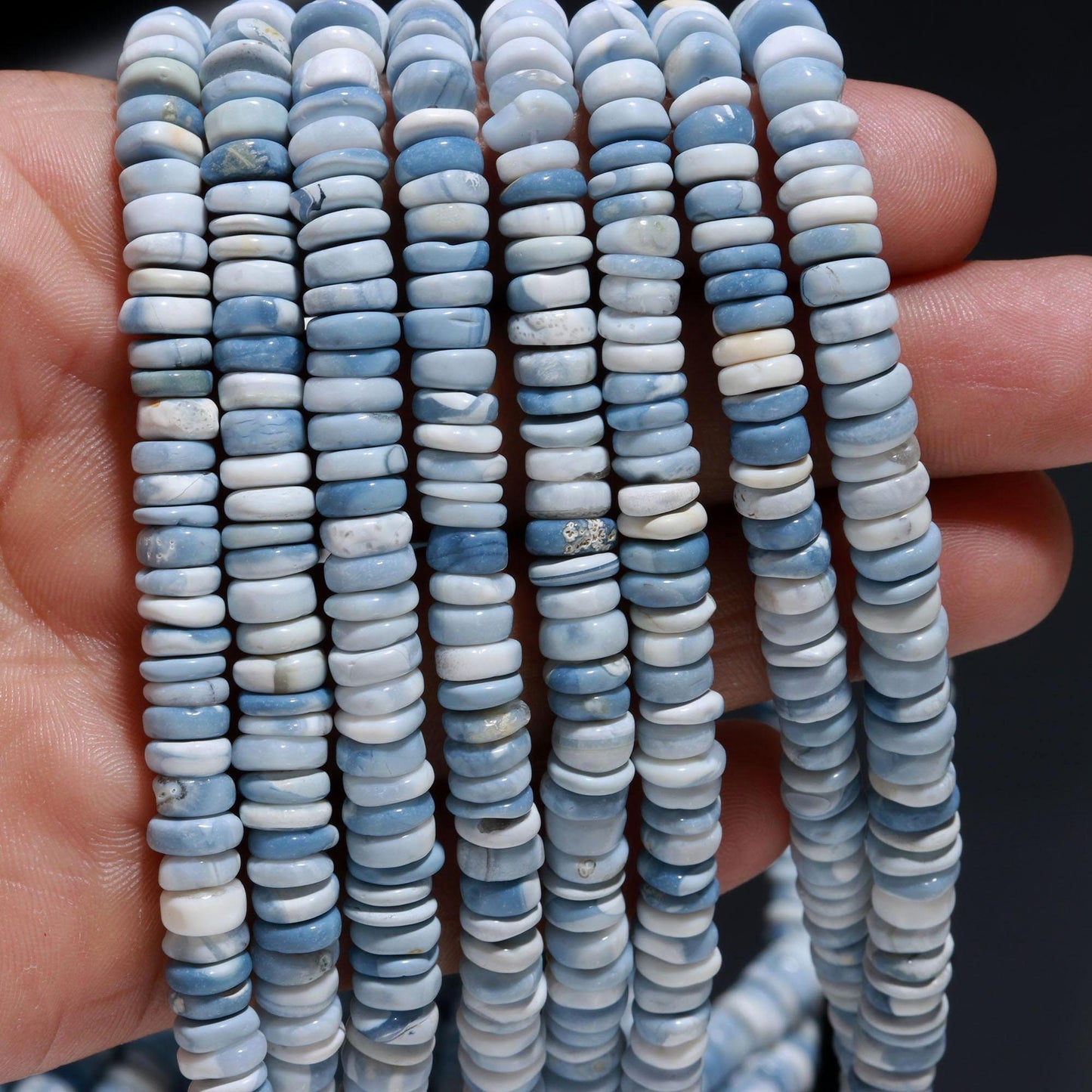 Blue Opal Heishi Washer Beads Super Quality Natural Blue Opal Heishi Washer Beads 16 Inch Heishi Washer Blue Opal Beads for Jewelry Making