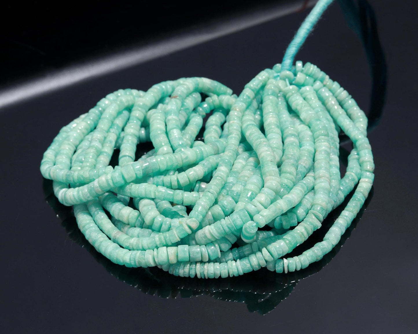 Amazonite Heishi Washer Beads Natural Amazonite Washer Beads AAA Quality 16 Inch Heishi Washer at Wholesale Price Beads for Jewelry Making