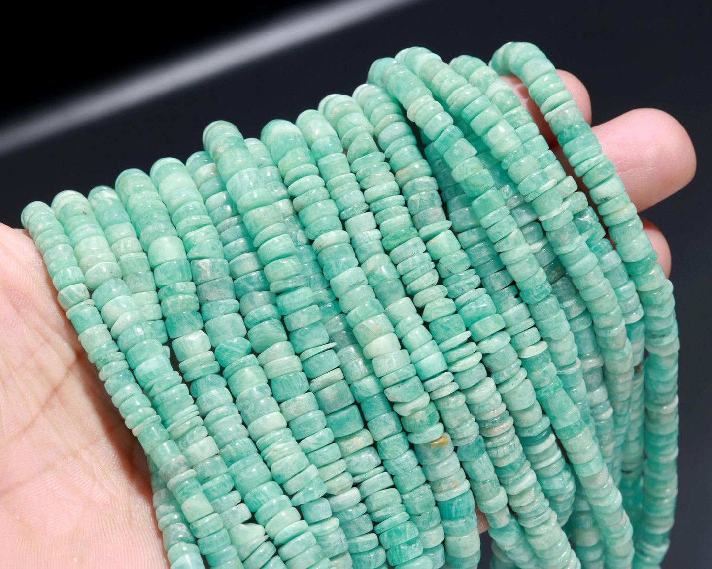 Amazonite Heishi Washer Beads Natural Amazonite Washer Beads AAA Quality 16 Inch Heishi Washer at Wholesale Price Beads for Jewelry Making