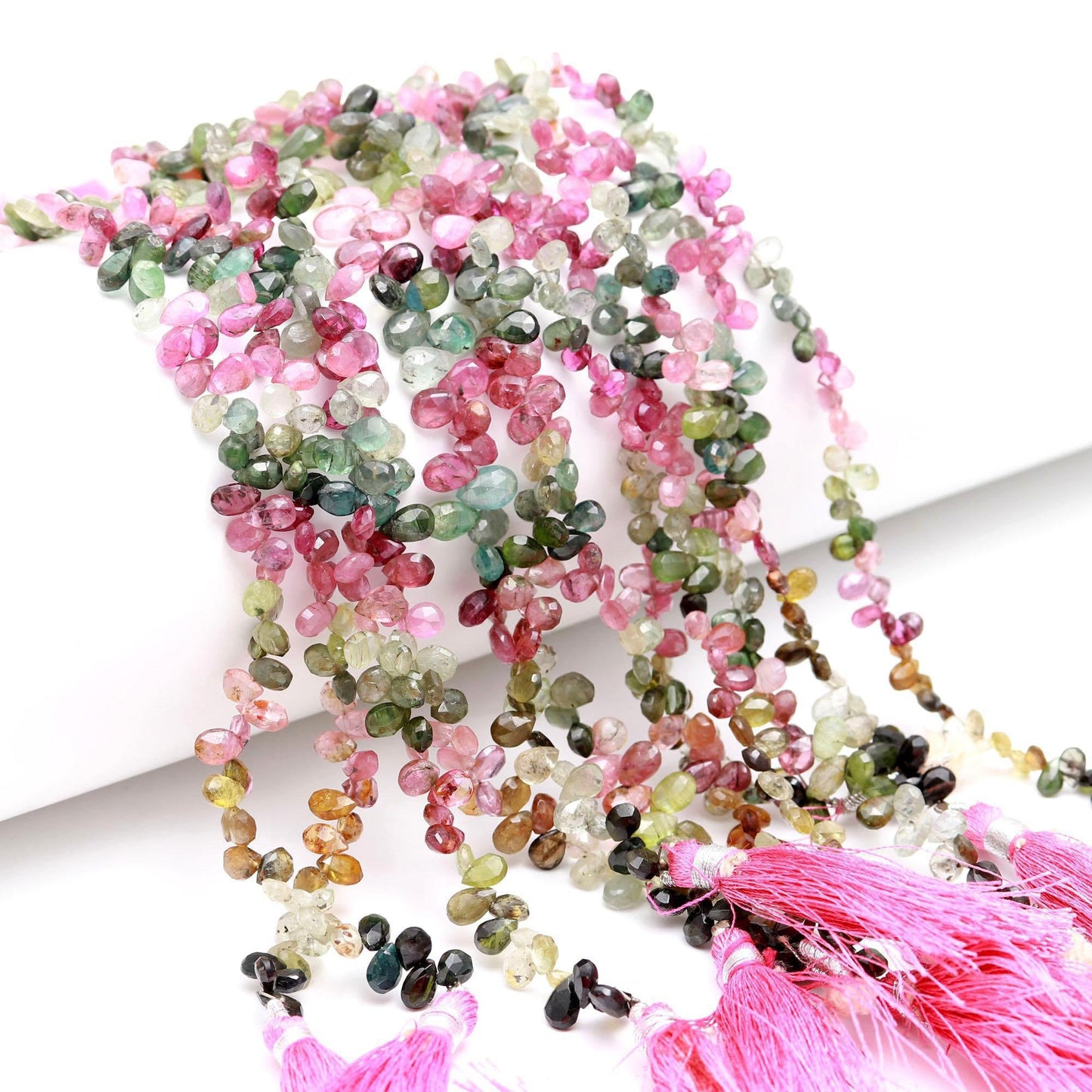Multi Tourmaline Faceted Pear Beads Natural Multi Tourmaline Pear Briolette's 4x6 MM Tourmaline Pear Shape Beads for Jewelry Making Craft