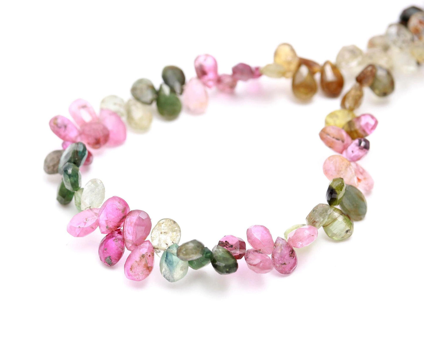 Multi Tourmaline Faceted Pear Beads Natural Multi Tourmaline Pear Briolette's 4x6 MM Tourmaline Pear Shape Beads for Jewelry Making Craft