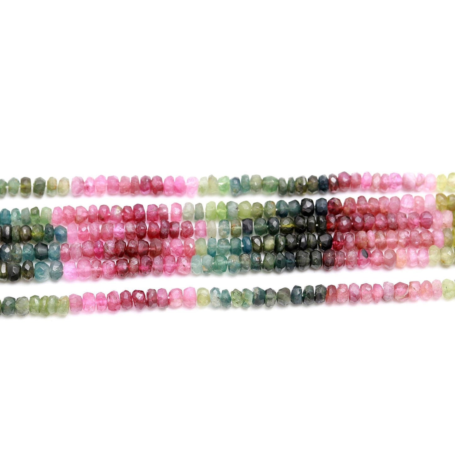 AAA Multi Tourmaline Faceted Rondelle Beads, 4-4.25 MM Tourmaline Gemstone Beads, Multi Tourmaline Rondelle Beads for Jewelry Making Craft