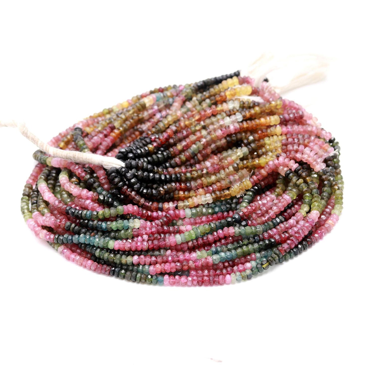 AAA Multi Tourmaline Faceted Rondelle Beads, 4-4.25 MM Tourmaline Gemstone Beads, Multi Tourmaline Rondelle Beads for Jewelry Making Craft